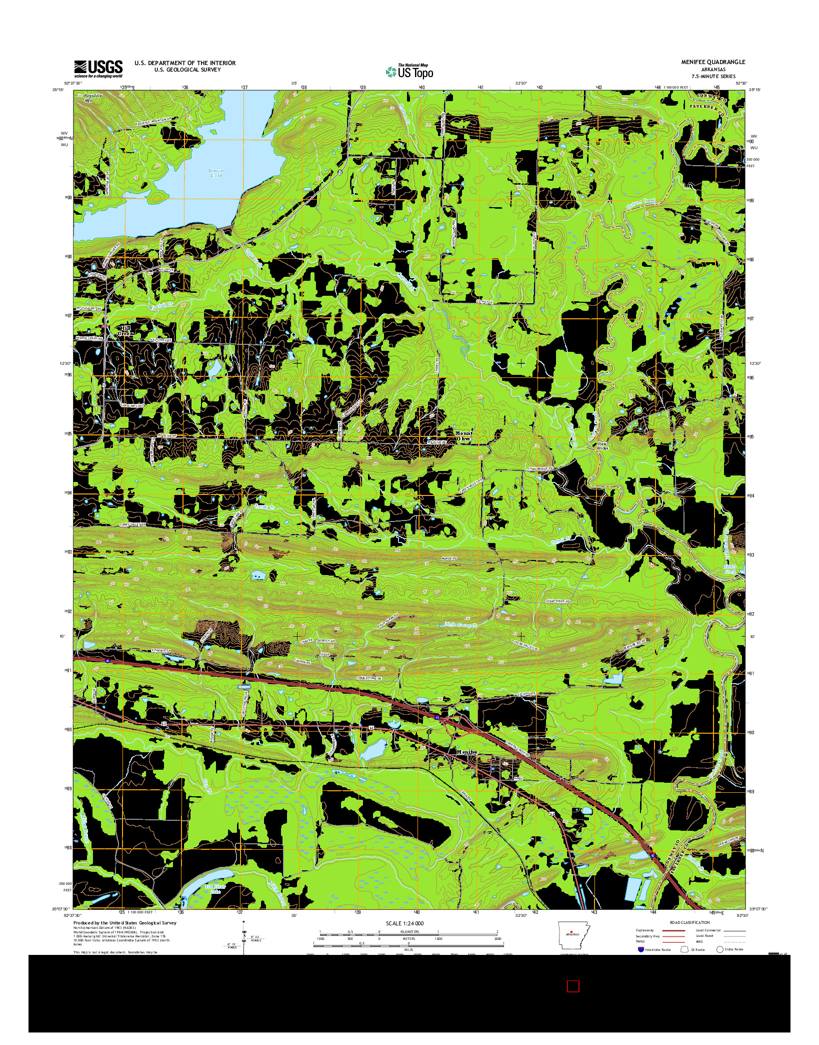 USGS US TOPO 7.5-MINUTE MAP FOR MENIFEE, AR 2017