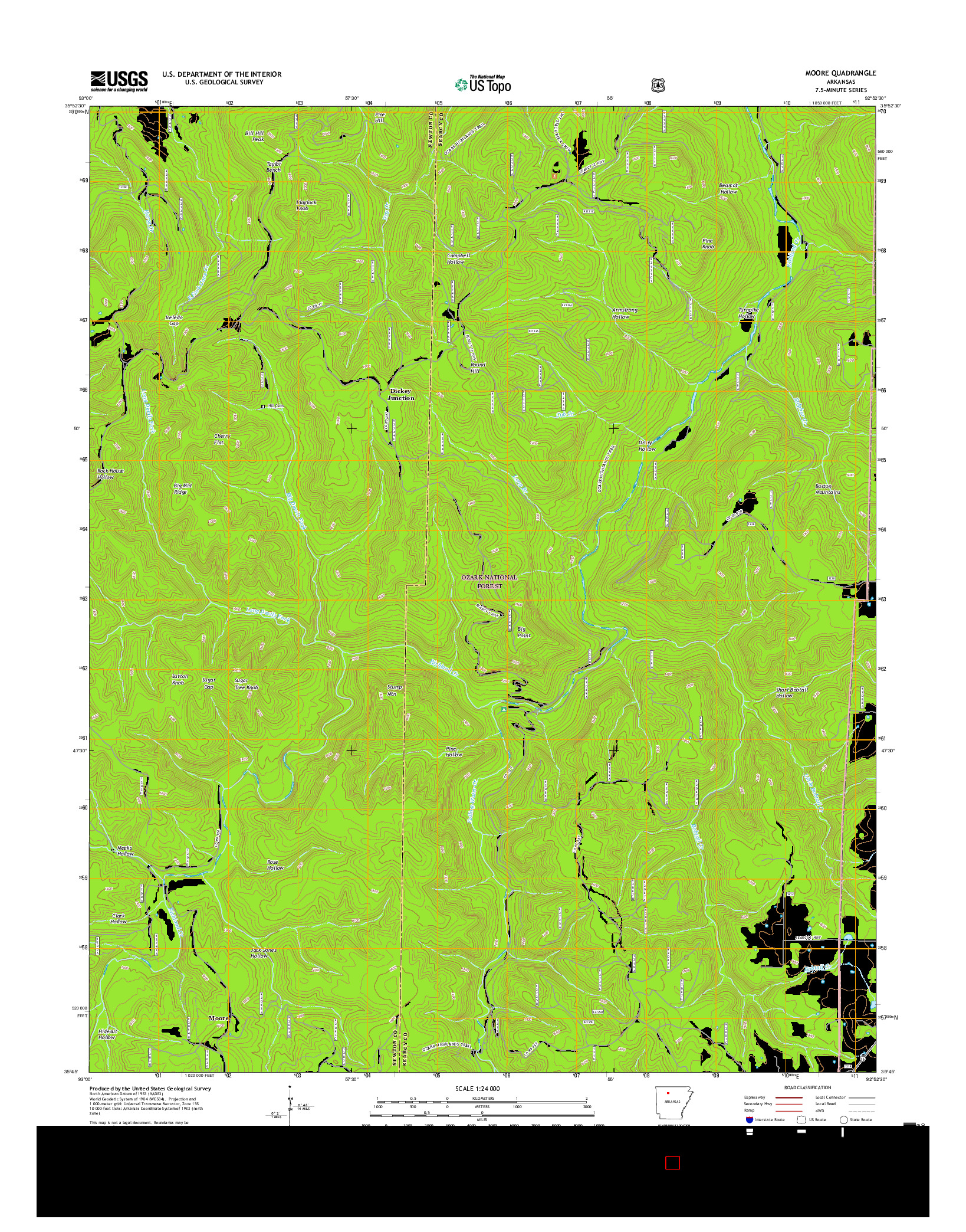 USGS US TOPO 7.5-MINUTE MAP FOR MOORE, AR 2017