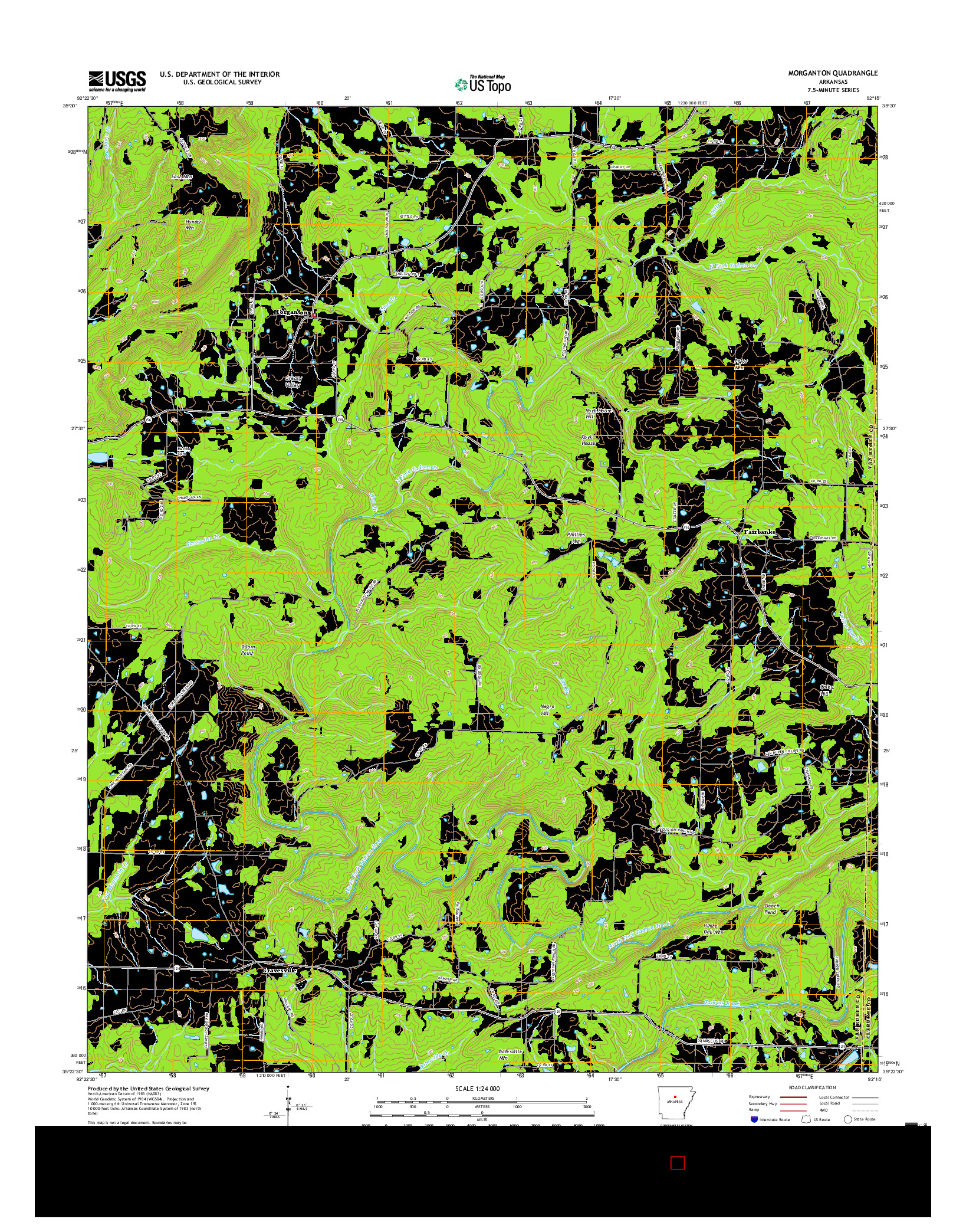 USGS US TOPO 7.5-MINUTE MAP FOR MORGANTON, AR 2017