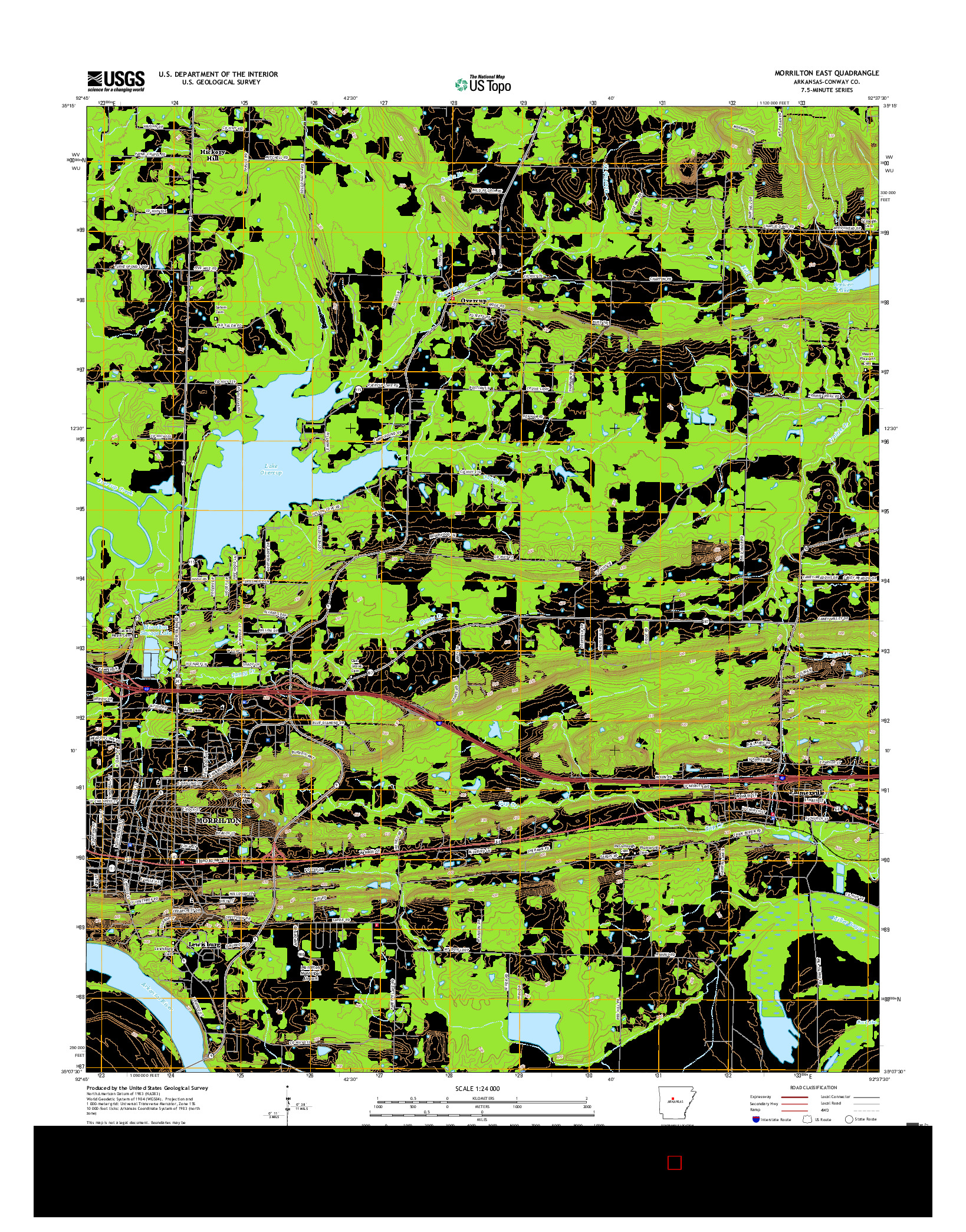 USGS US TOPO 7.5-MINUTE MAP FOR MORRILTON EAST, AR 2017