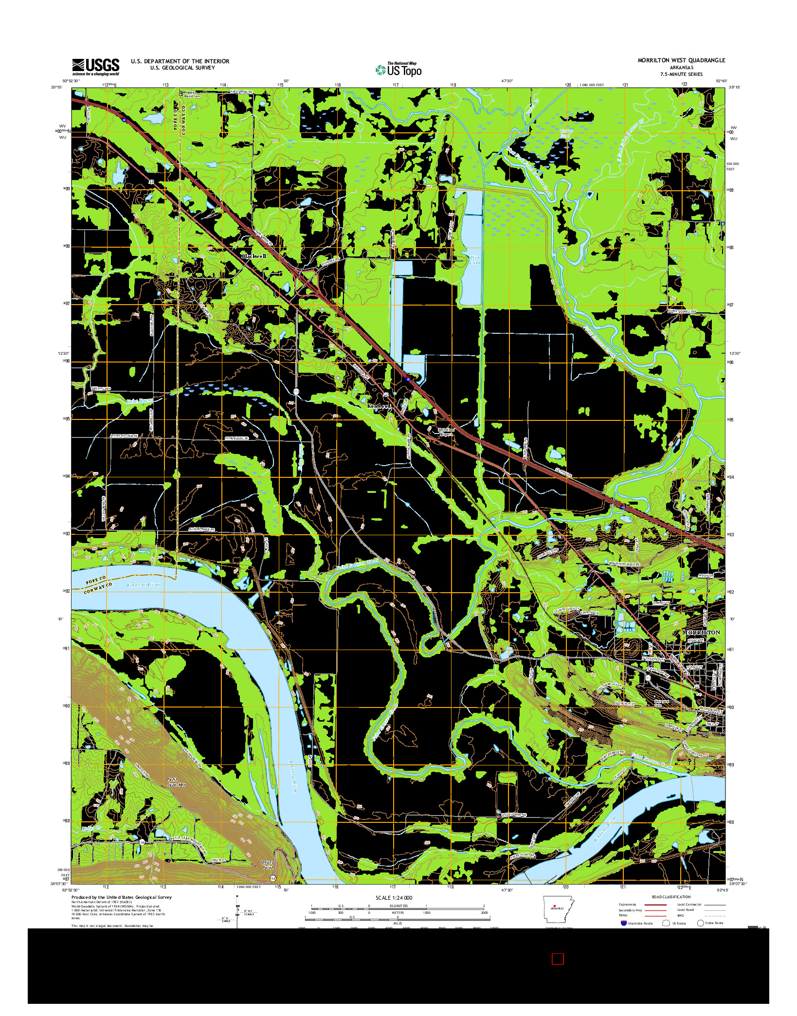 USGS US TOPO 7.5-MINUTE MAP FOR MORRILTON WEST, AR 2017