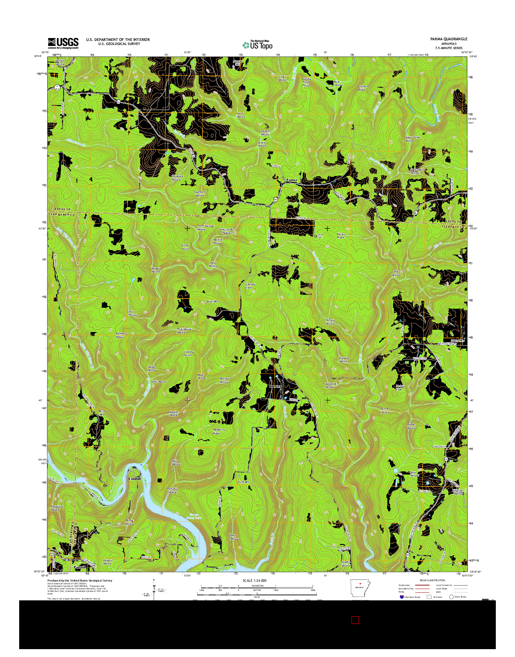 USGS US TOPO 7.5-MINUTE MAP FOR PARMA, AR 2017