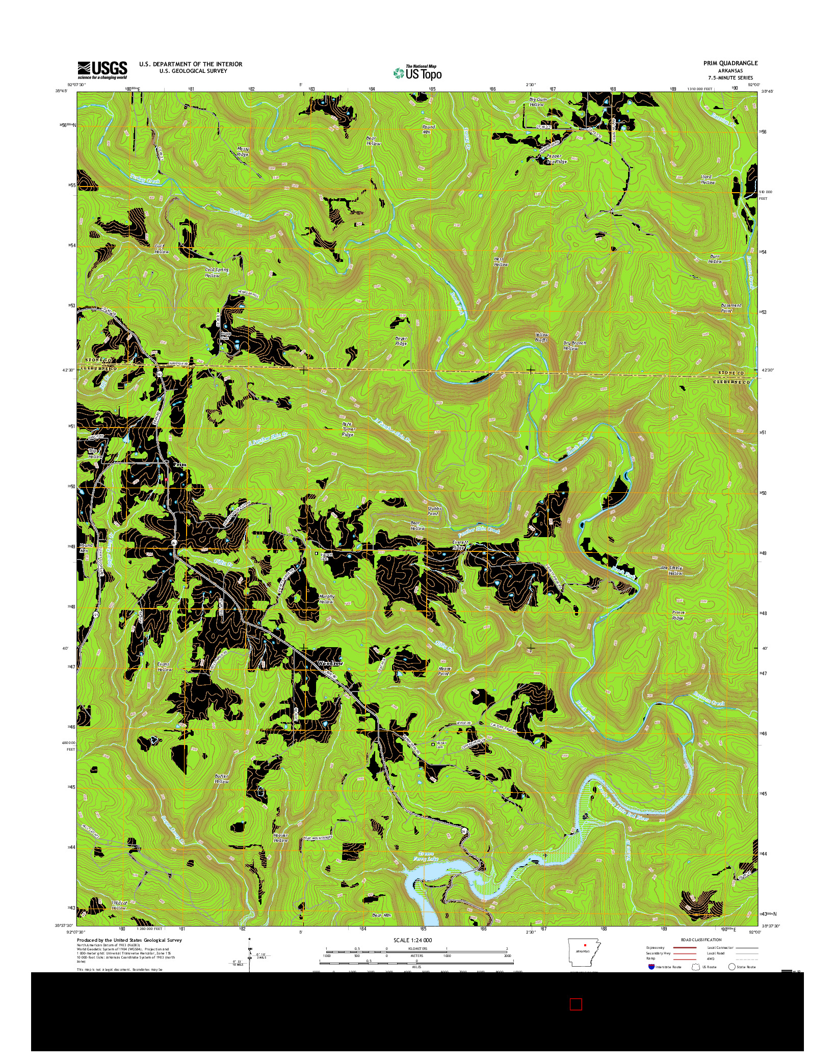 USGS US TOPO 7.5-MINUTE MAP FOR PRIM, AR 2017