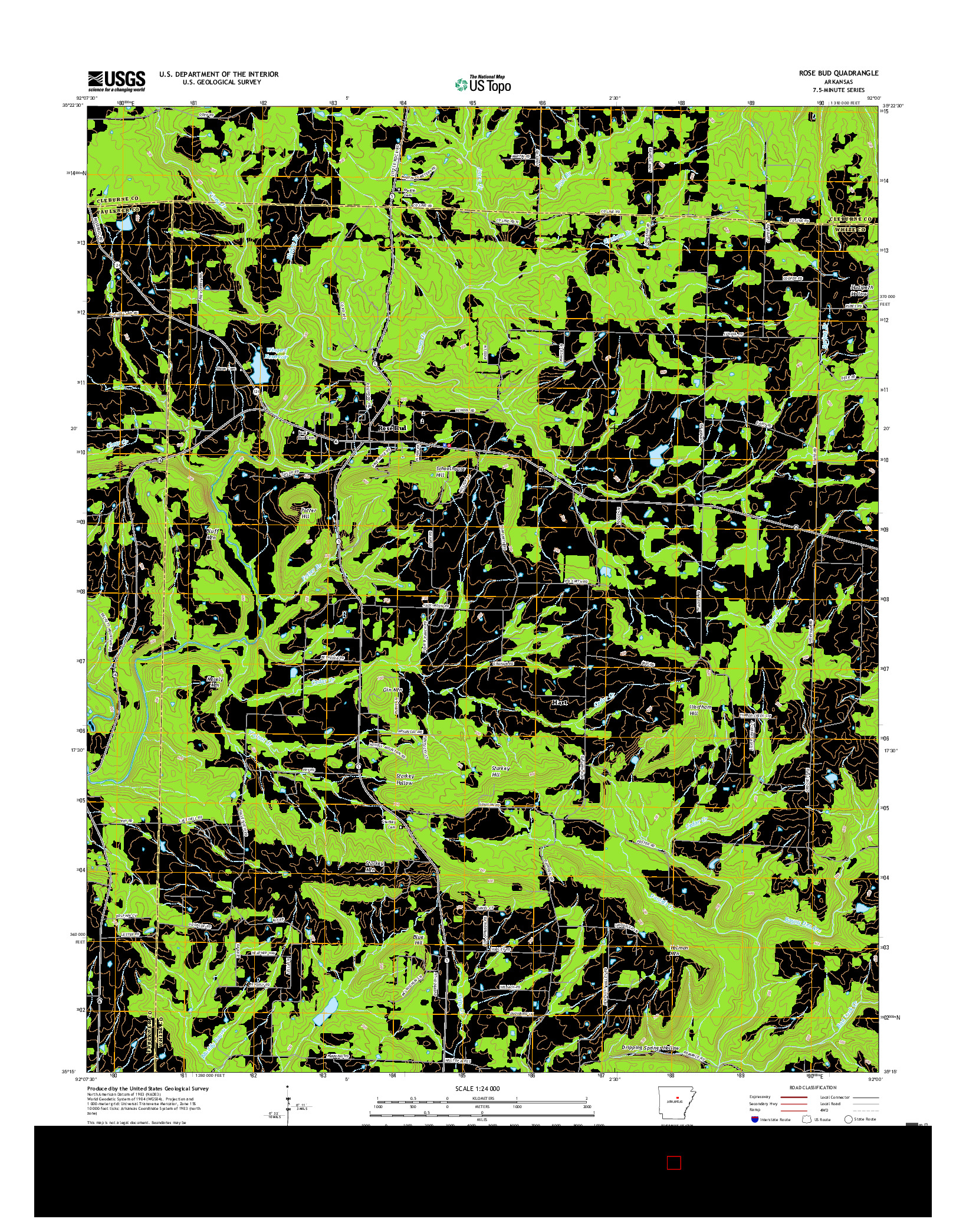 USGS US TOPO 7.5-MINUTE MAP FOR ROSE BUD, AR 2017