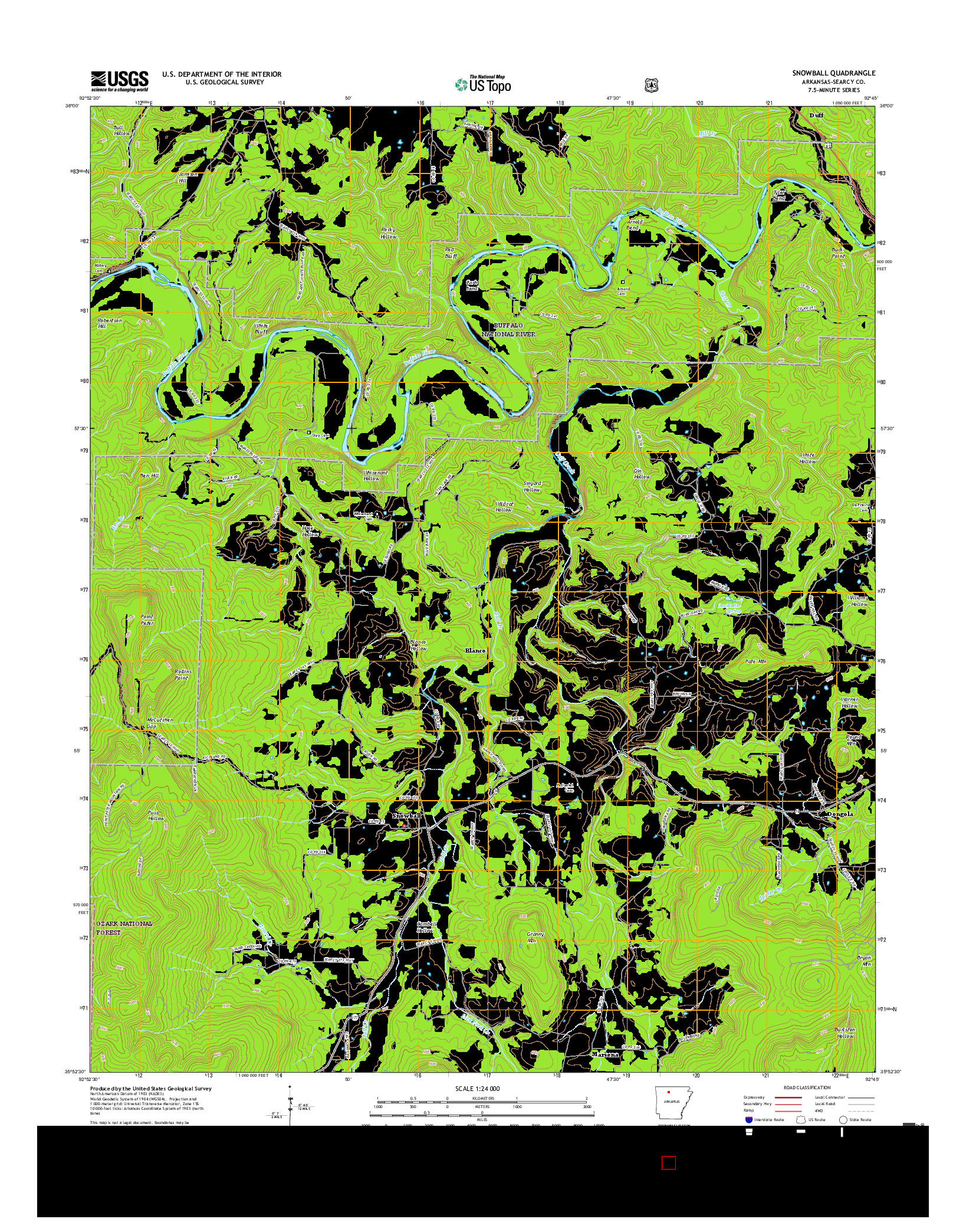 USGS US TOPO 7.5-MINUTE MAP FOR SNOWBALL, AR 2017