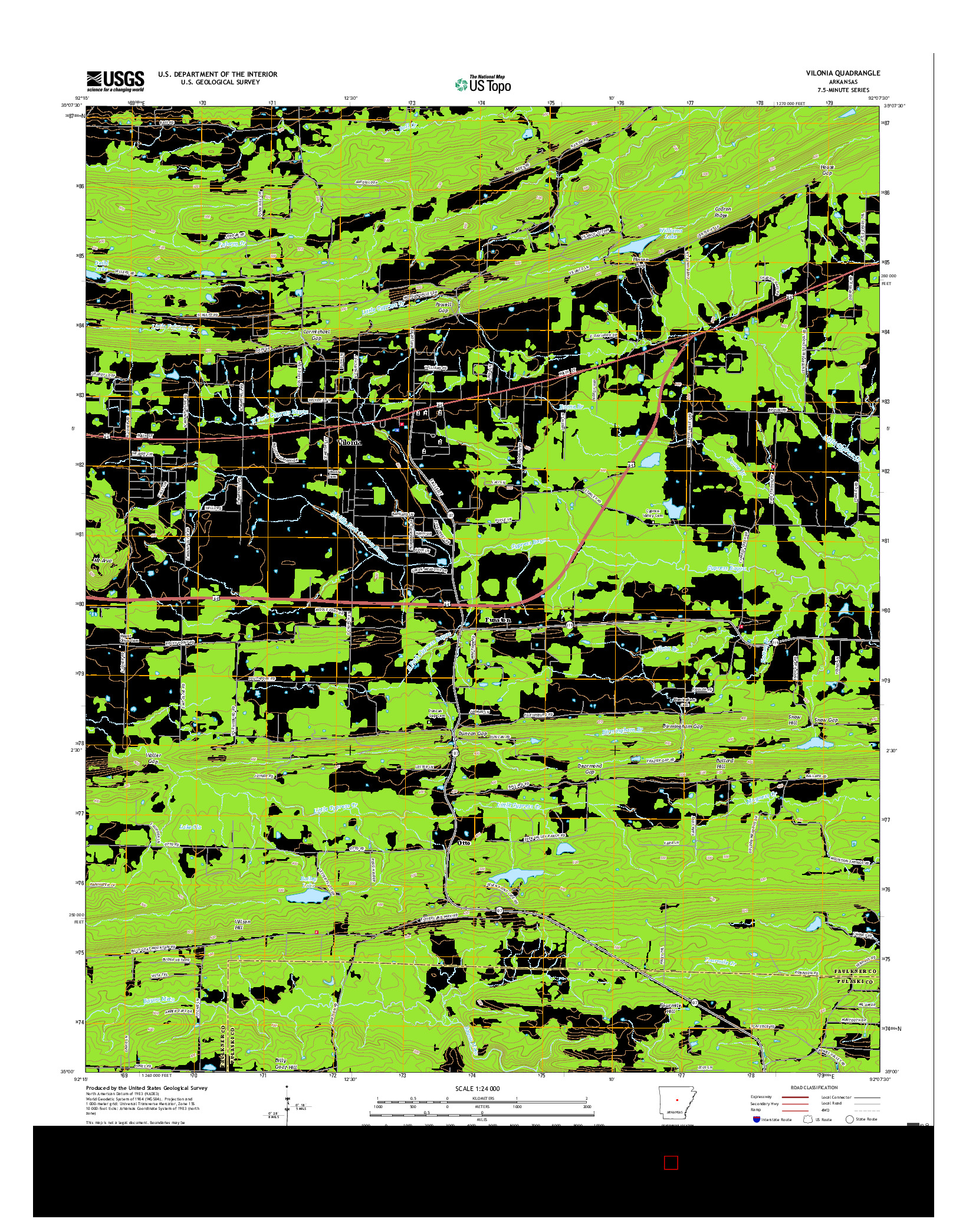 USGS US TOPO 7.5-MINUTE MAP FOR VILONIA, AR 2017