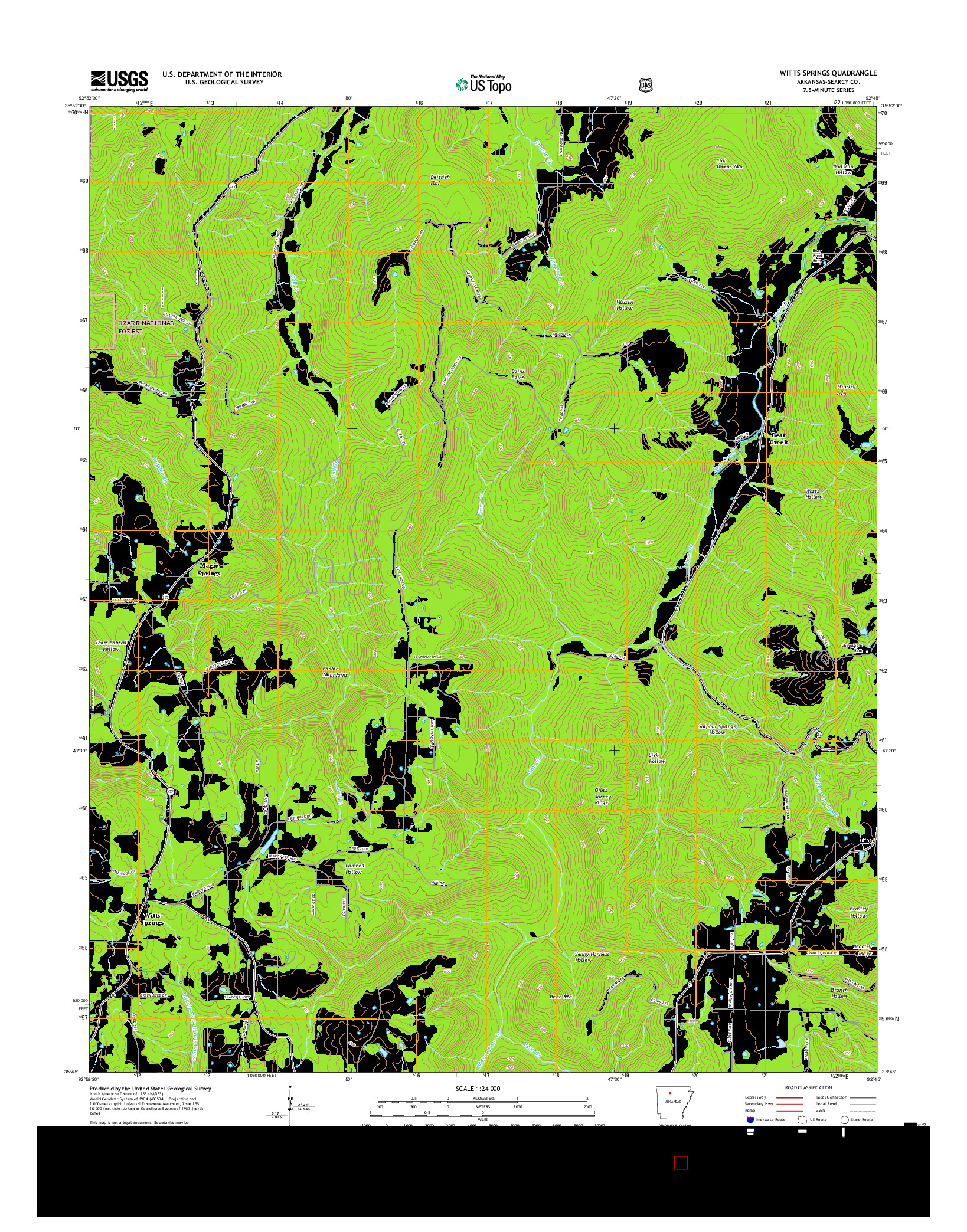 USGS US TOPO 7.5-MINUTE MAP FOR WITTS SPRINGS, AR 2017