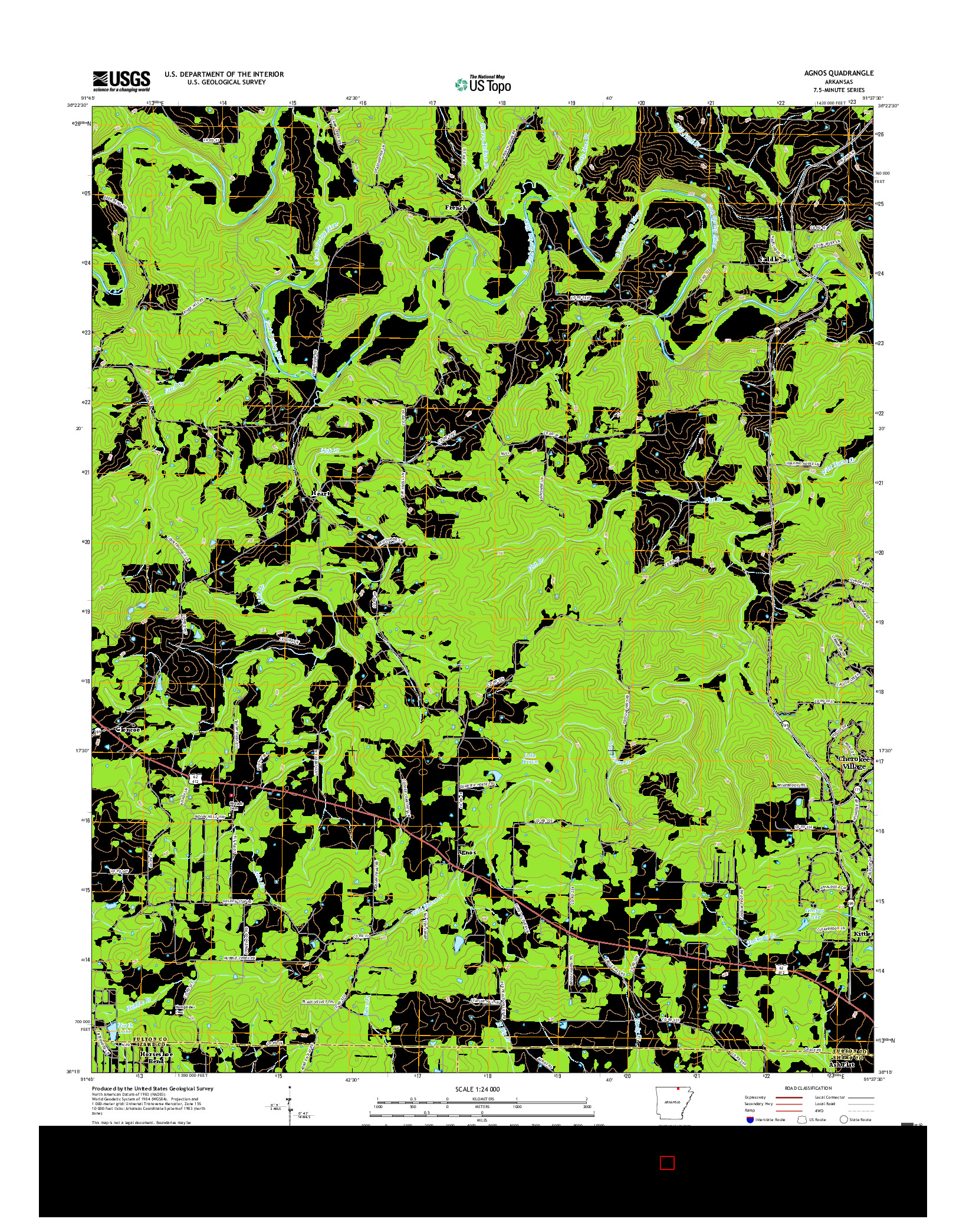 USGS US TOPO 7.5-MINUTE MAP FOR AGNOS, AR 2017