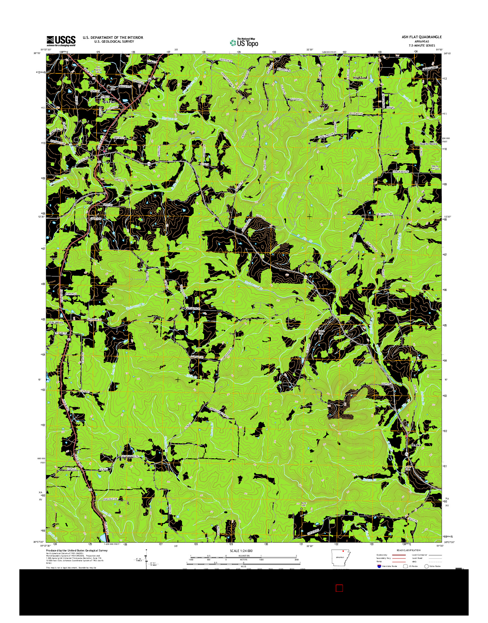 USGS US TOPO 7.5-MINUTE MAP FOR ASH FLAT, AR 2017