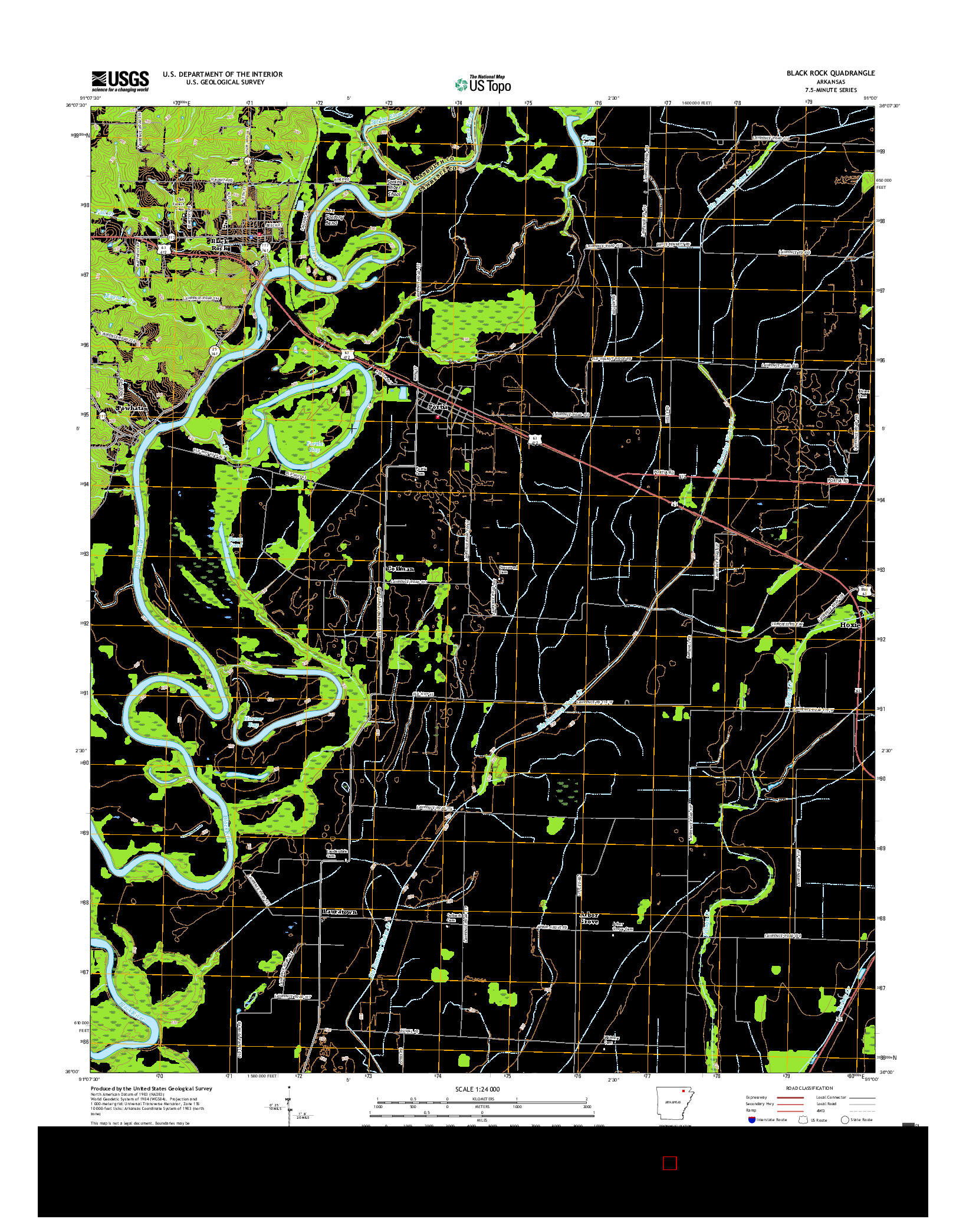 USGS US TOPO 7.5-MINUTE MAP FOR BLACK ROCK, AR 2017