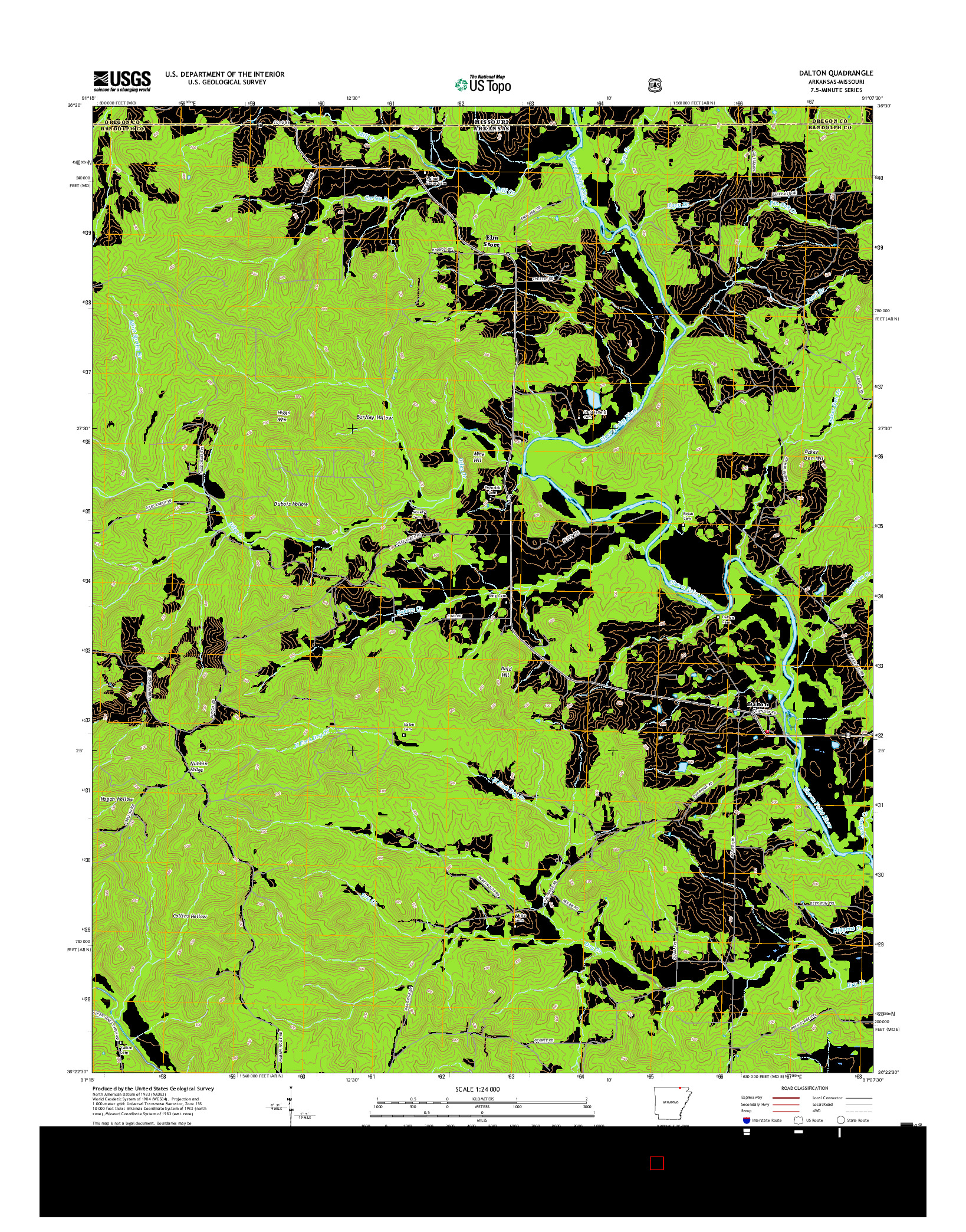 USGS US TOPO 7.5-MINUTE MAP FOR DALTON, AR-MO 2017