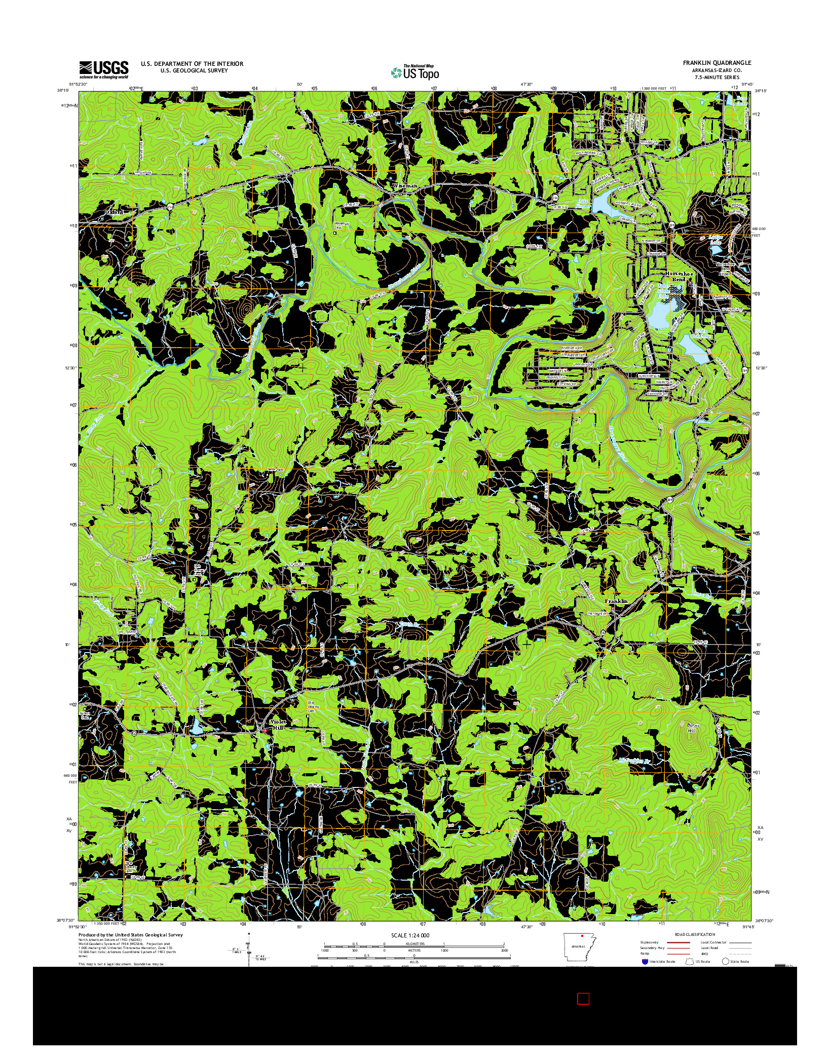 USGS US TOPO 7.5-MINUTE MAP FOR FRANKLIN, AR 2017