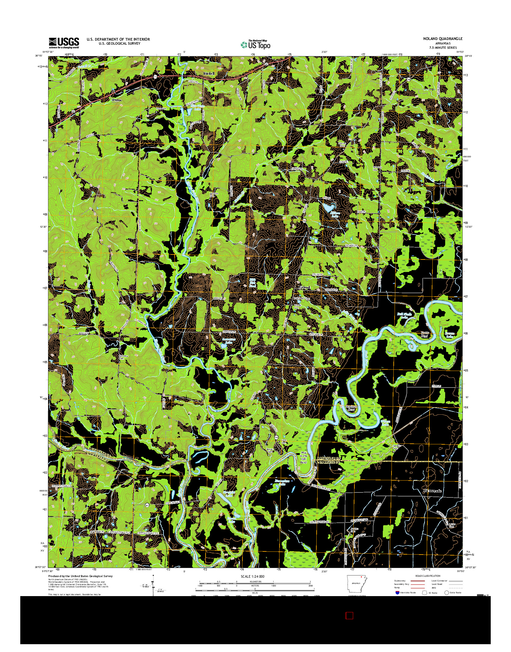 USGS US TOPO 7.5-MINUTE MAP FOR NOLAND, AR 2017