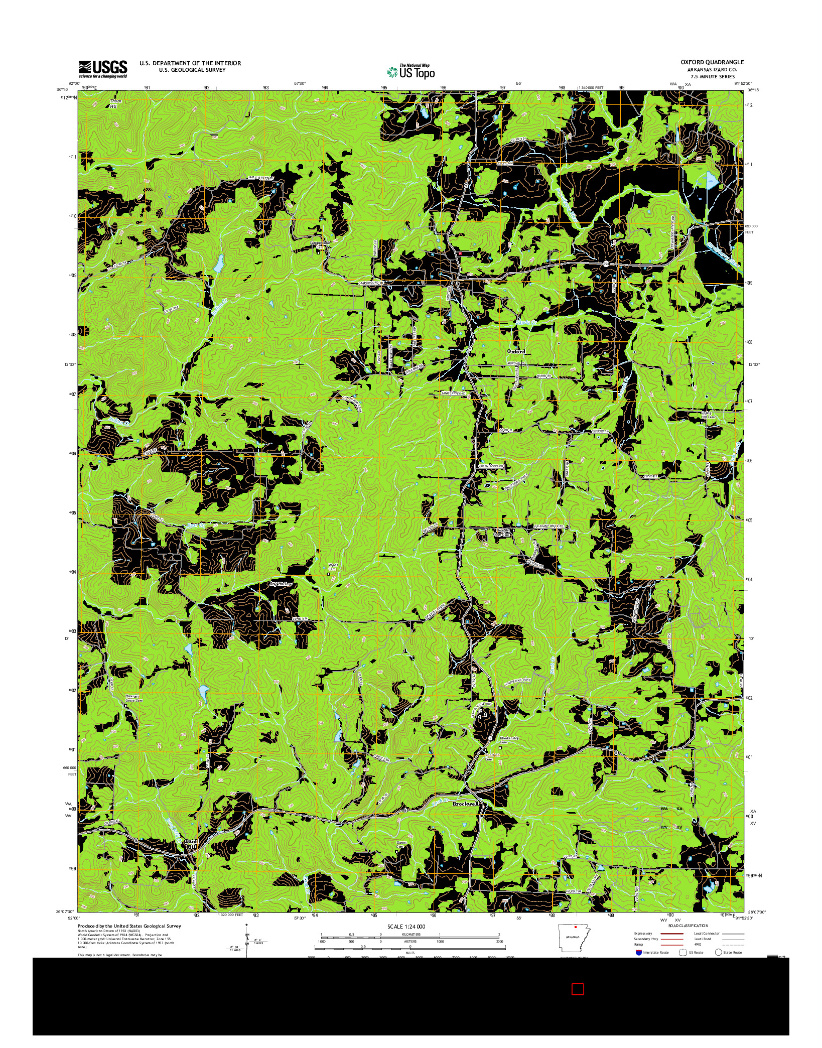 USGS US TOPO 7.5-MINUTE MAP FOR OXFORD, AR 2017