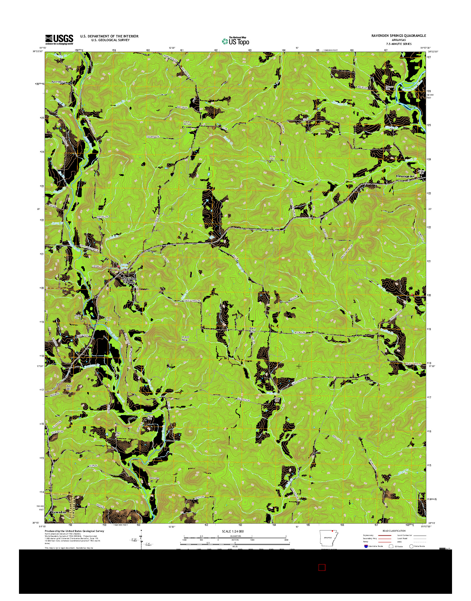 USGS US TOPO 7.5-MINUTE MAP FOR RAVENDEN SPRINGS, AR 2017