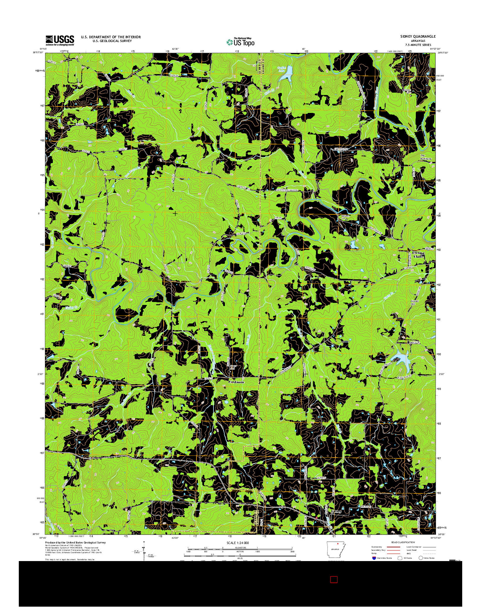 USGS US TOPO 7.5-MINUTE MAP FOR SIDNEY, AR 2017