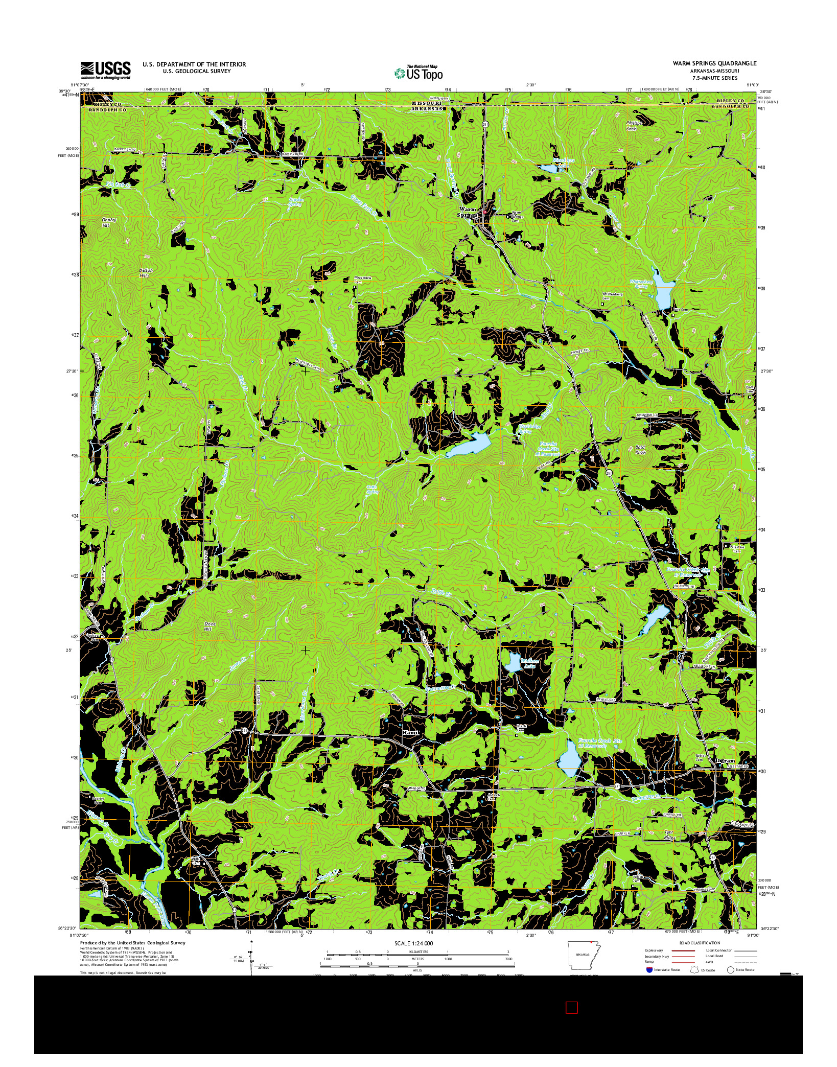 USGS US TOPO 7.5-MINUTE MAP FOR WARM SPRINGS, AR-MO 2017