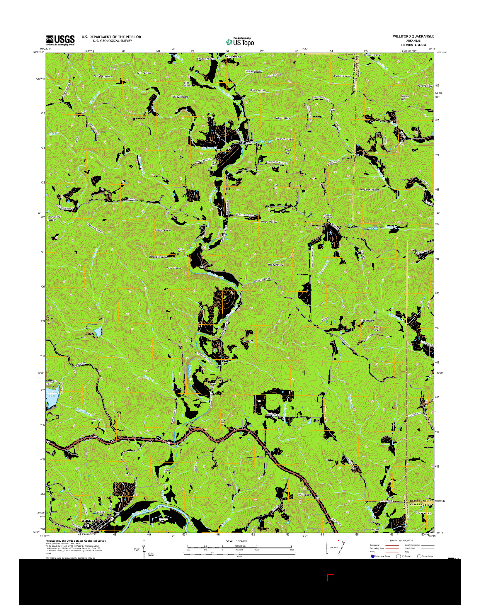 USGS US TOPO 7.5-MINUTE MAP FOR WILLIFORD, AR 2017