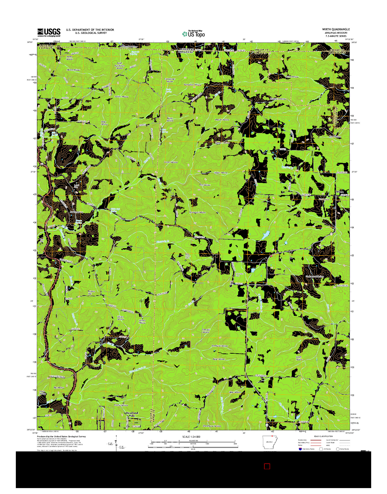 USGS US TOPO 7.5-MINUTE MAP FOR WIRTH, AR-MO 2017