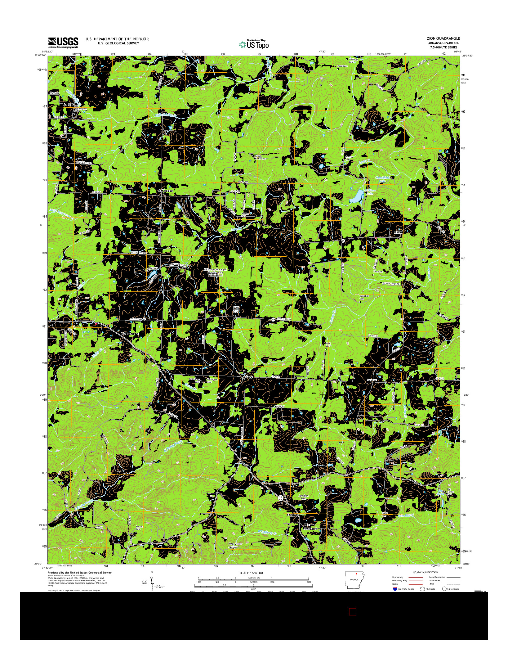 USGS US TOPO 7.5-MINUTE MAP FOR ZION, AR 2017