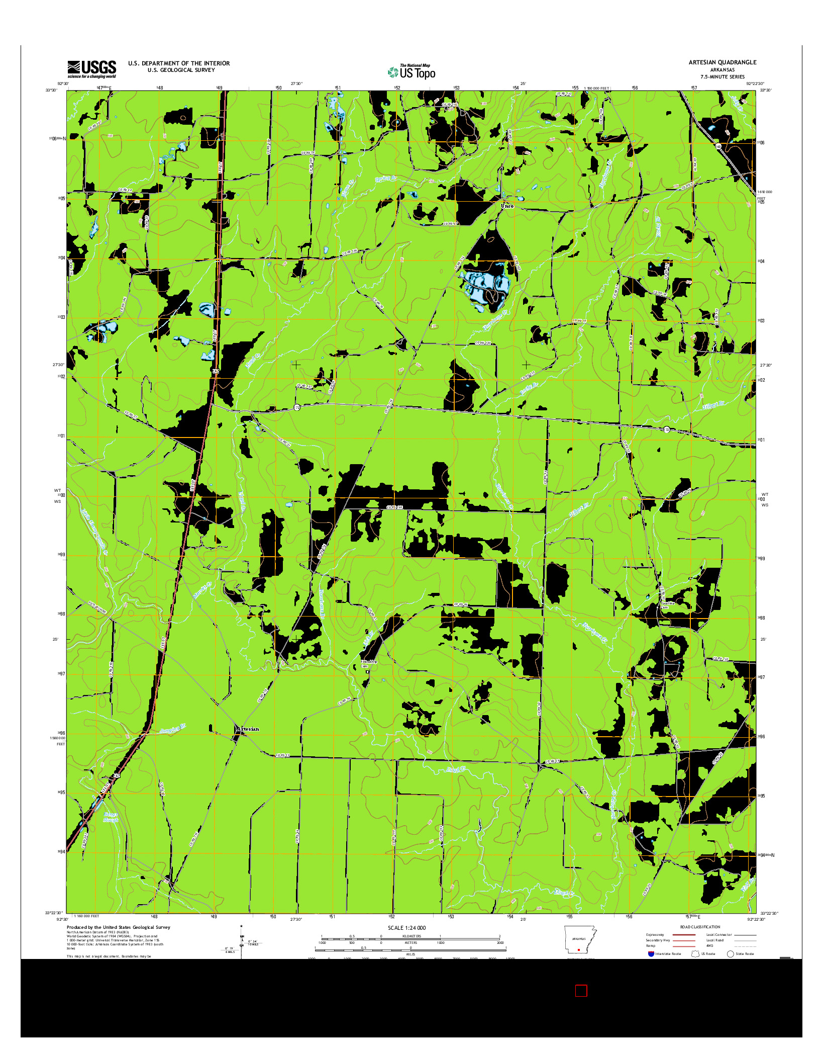 USGS US TOPO 7.5-MINUTE MAP FOR ARTESIAN, AR 2017