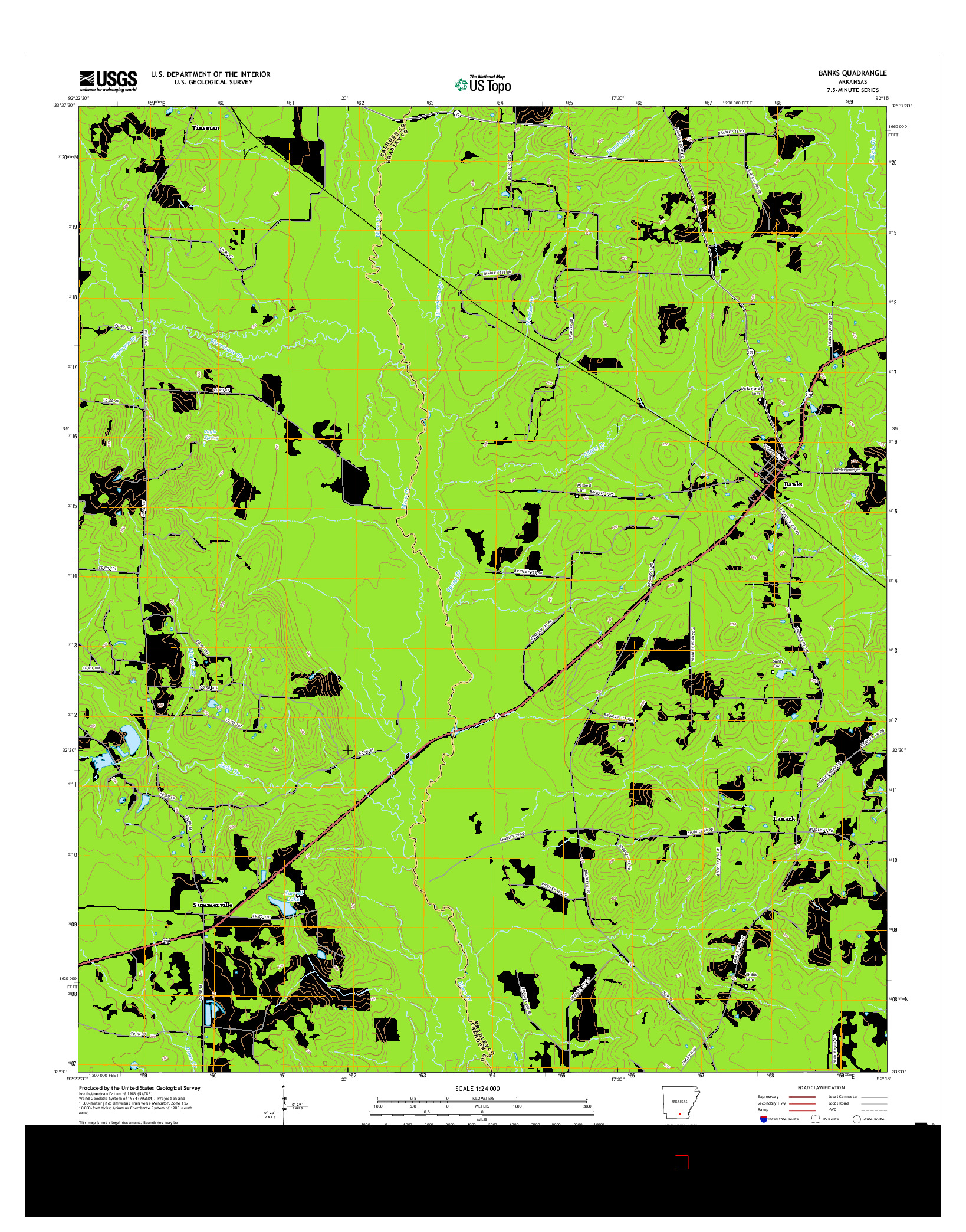 USGS US TOPO 7.5-MINUTE MAP FOR BANKS, AR 2017