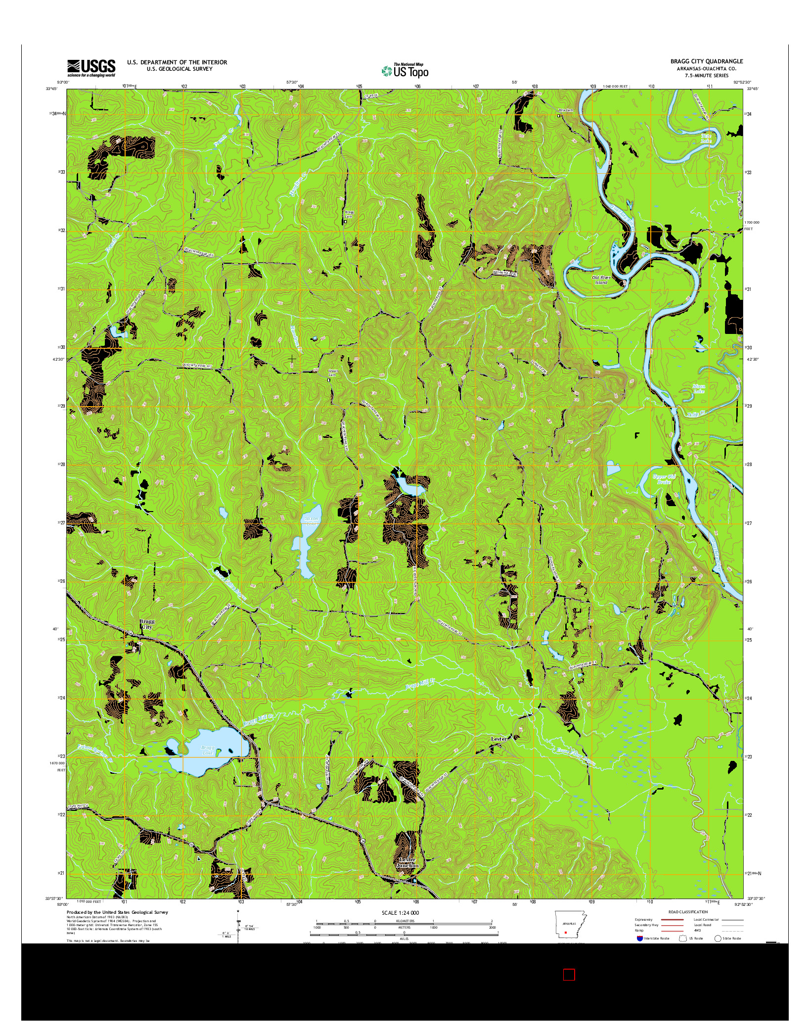 USGS US TOPO 7.5-MINUTE MAP FOR BRAGG CITY, AR 2017