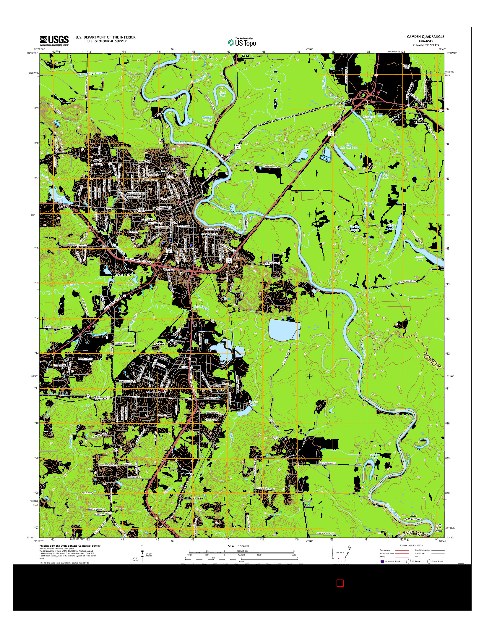 USGS US TOPO 7.5-MINUTE MAP FOR CAMDEN, AR 2017