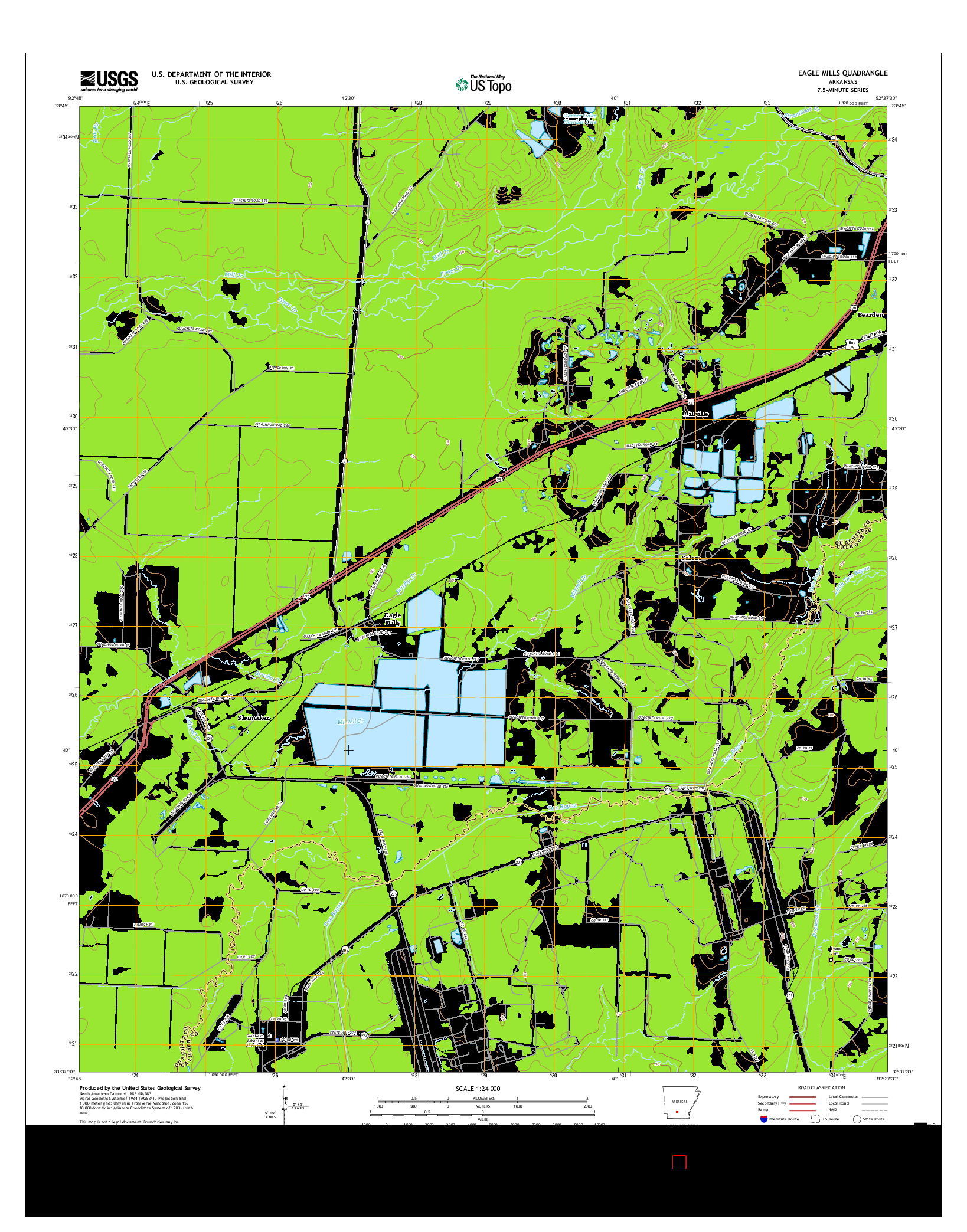 USGS US TOPO 7.5-MINUTE MAP FOR EAGLE MILLS, AR 2017