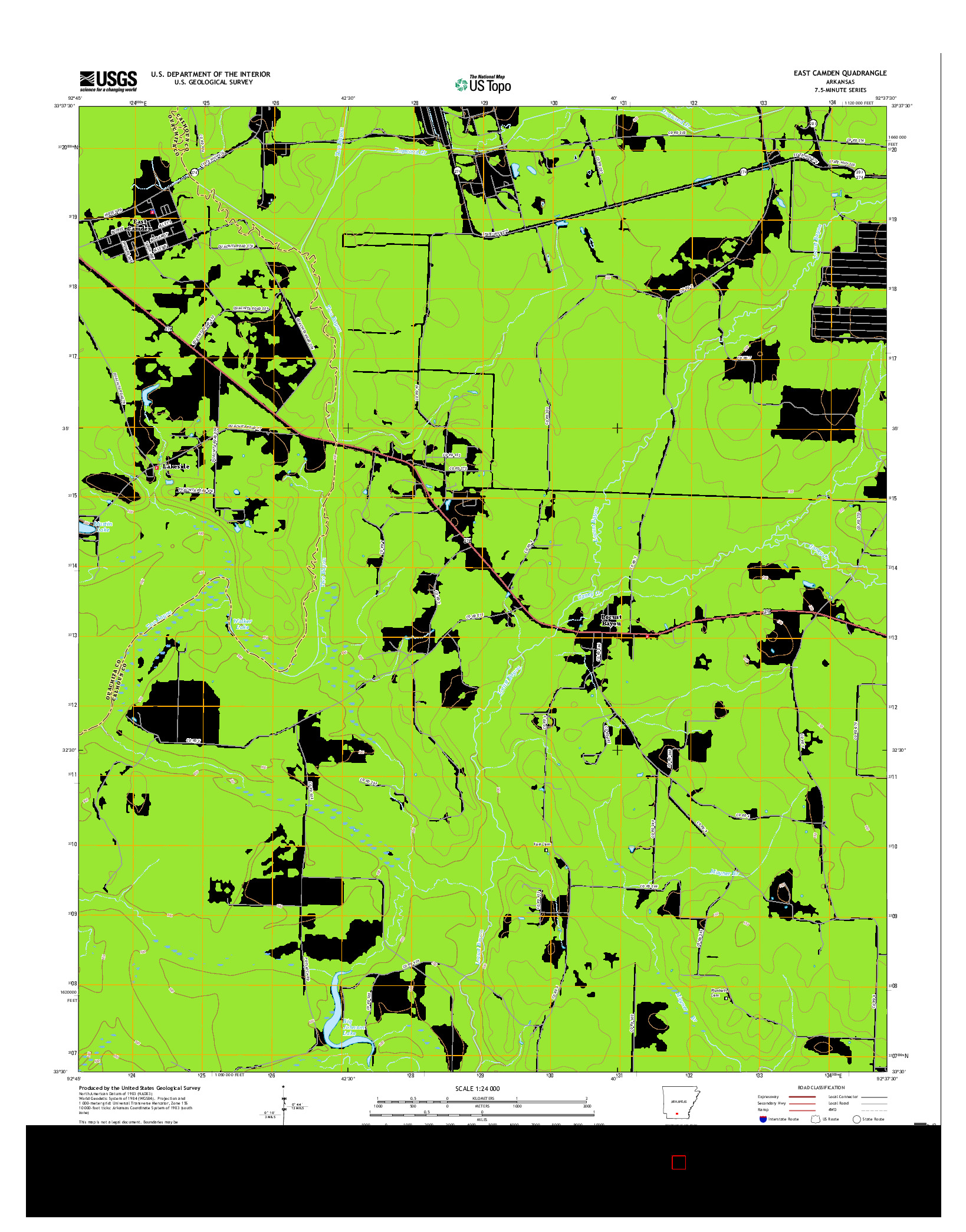 USGS US TOPO 7.5-MINUTE MAP FOR EAST CAMDEN, AR 2017