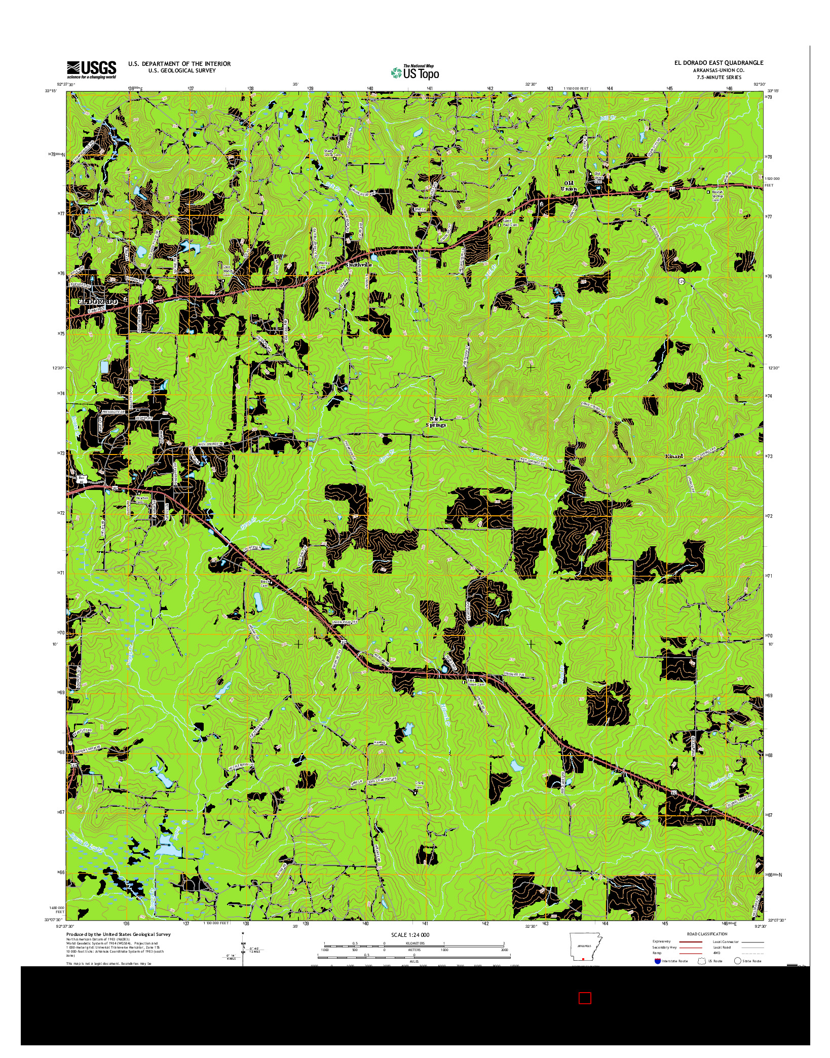 USGS US TOPO 7.5-MINUTE MAP FOR EL DORADO EAST, AR 2017