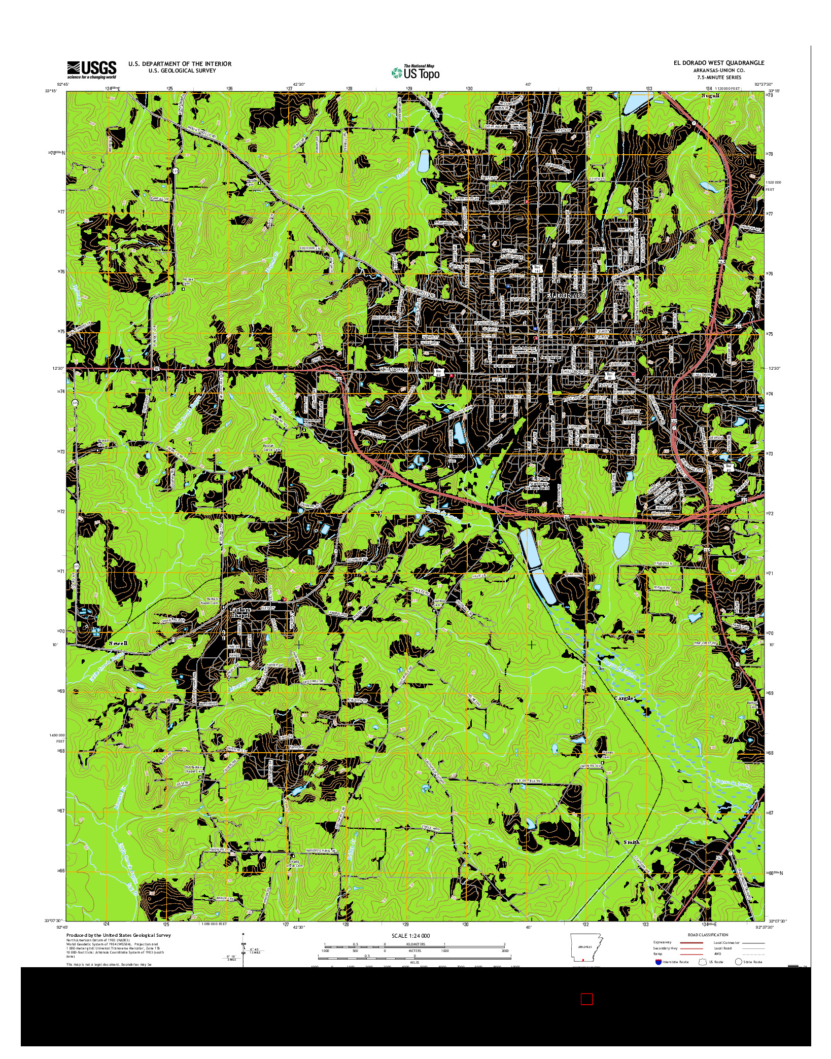 USGS US TOPO 7.5-MINUTE MAP FOR EL DORADO WEST, AR 2017