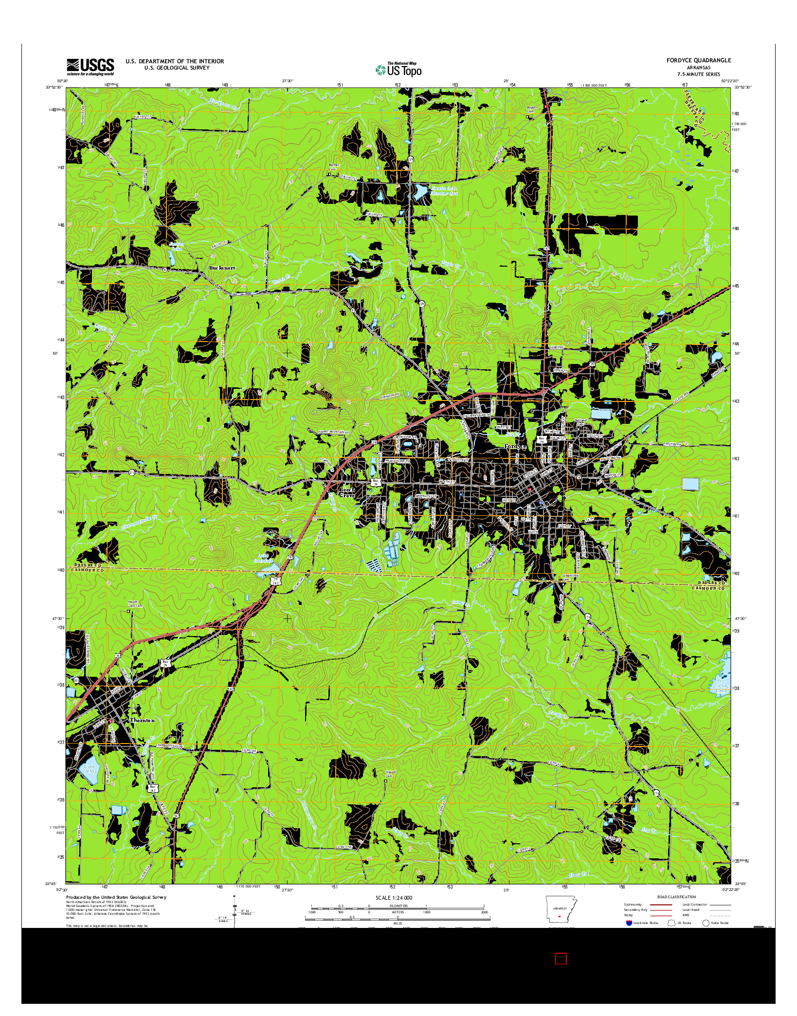 USGS US TOPO 7.5-MINUTE MAP FOR FORDYCE, AR 2017