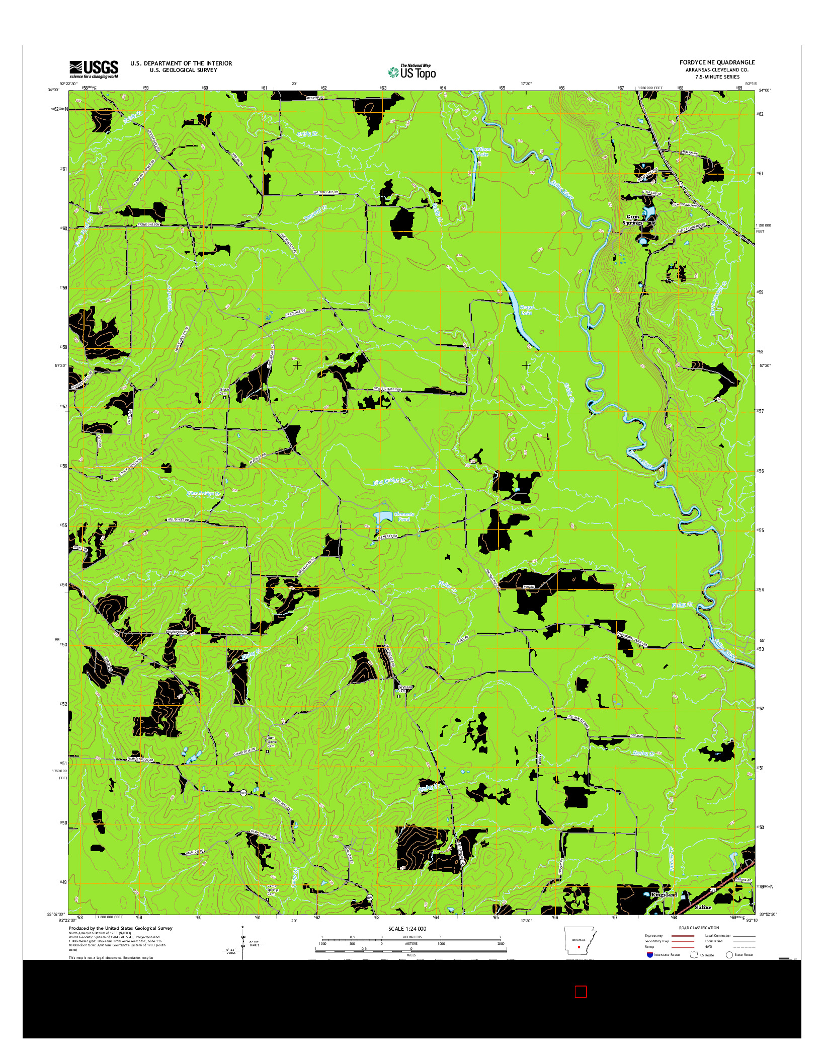 USGS US TOPO 7.5-MINUTE MAP FOR FORDYCE NE, AR 2017