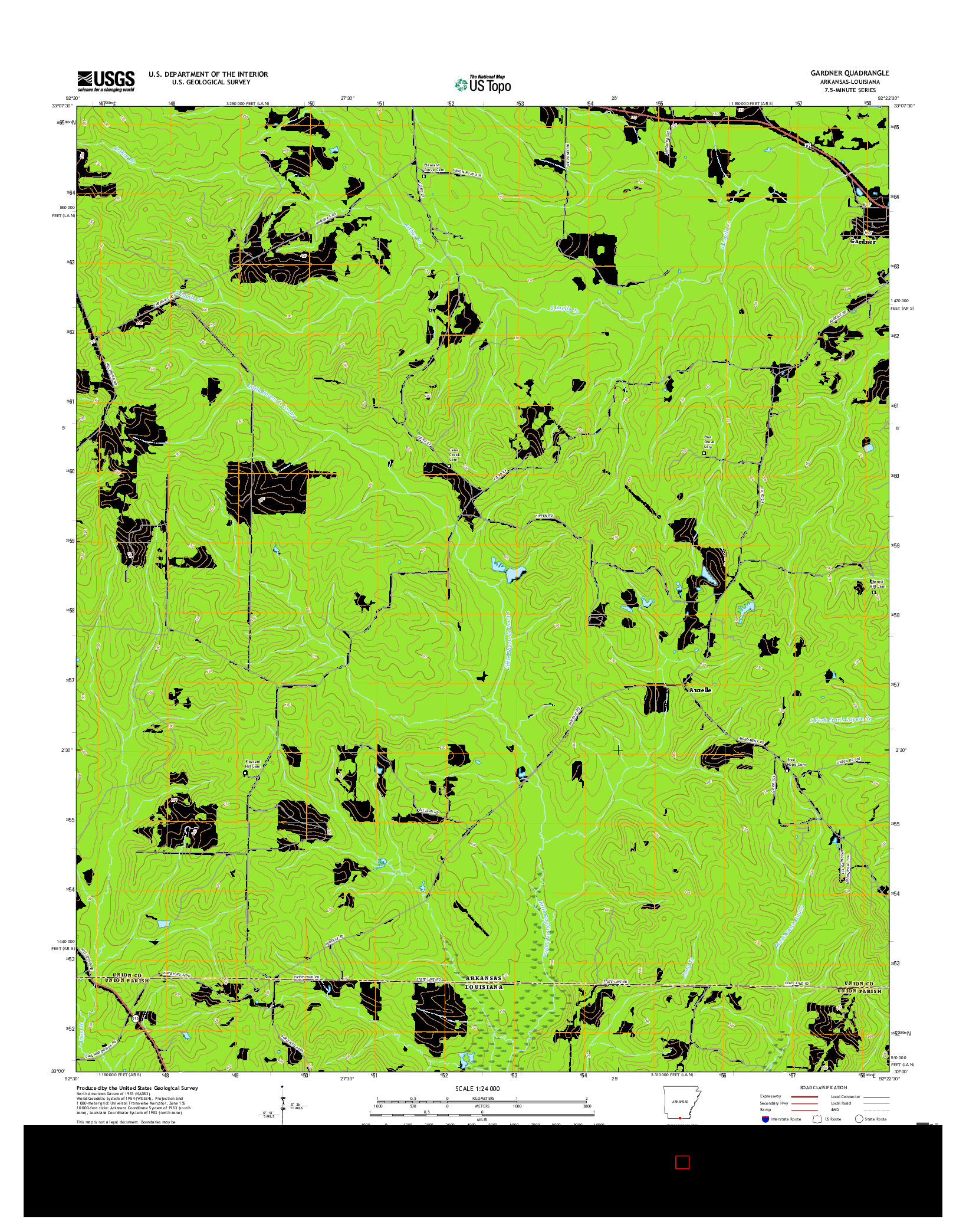 USGS US TOPO 7.5-MINUTE MAP FOR GARDNER, AR-LA 2017