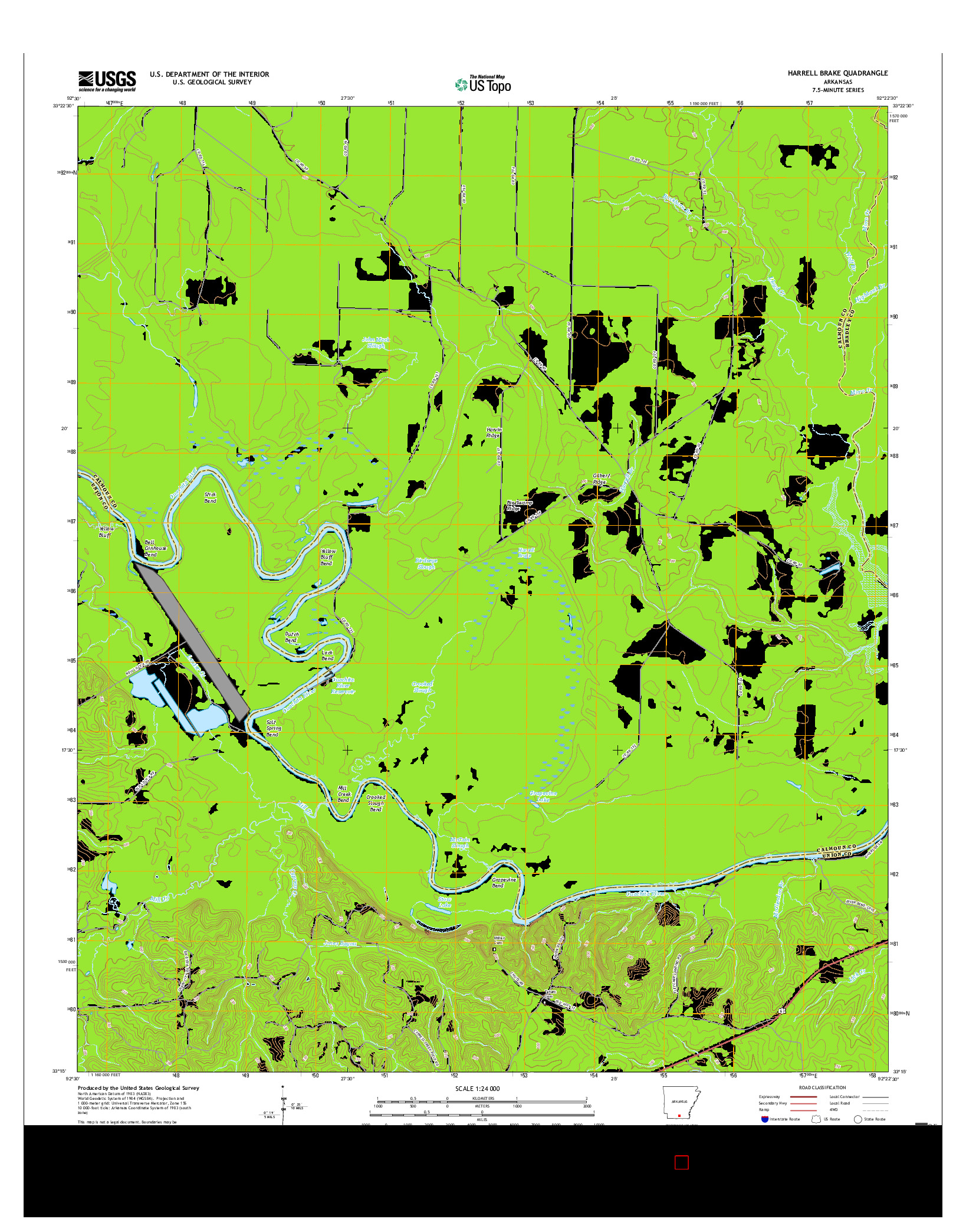 USGS US TOPO 7.5-MINUTE MAP FOR HARRELL BRAKE, AR 2017