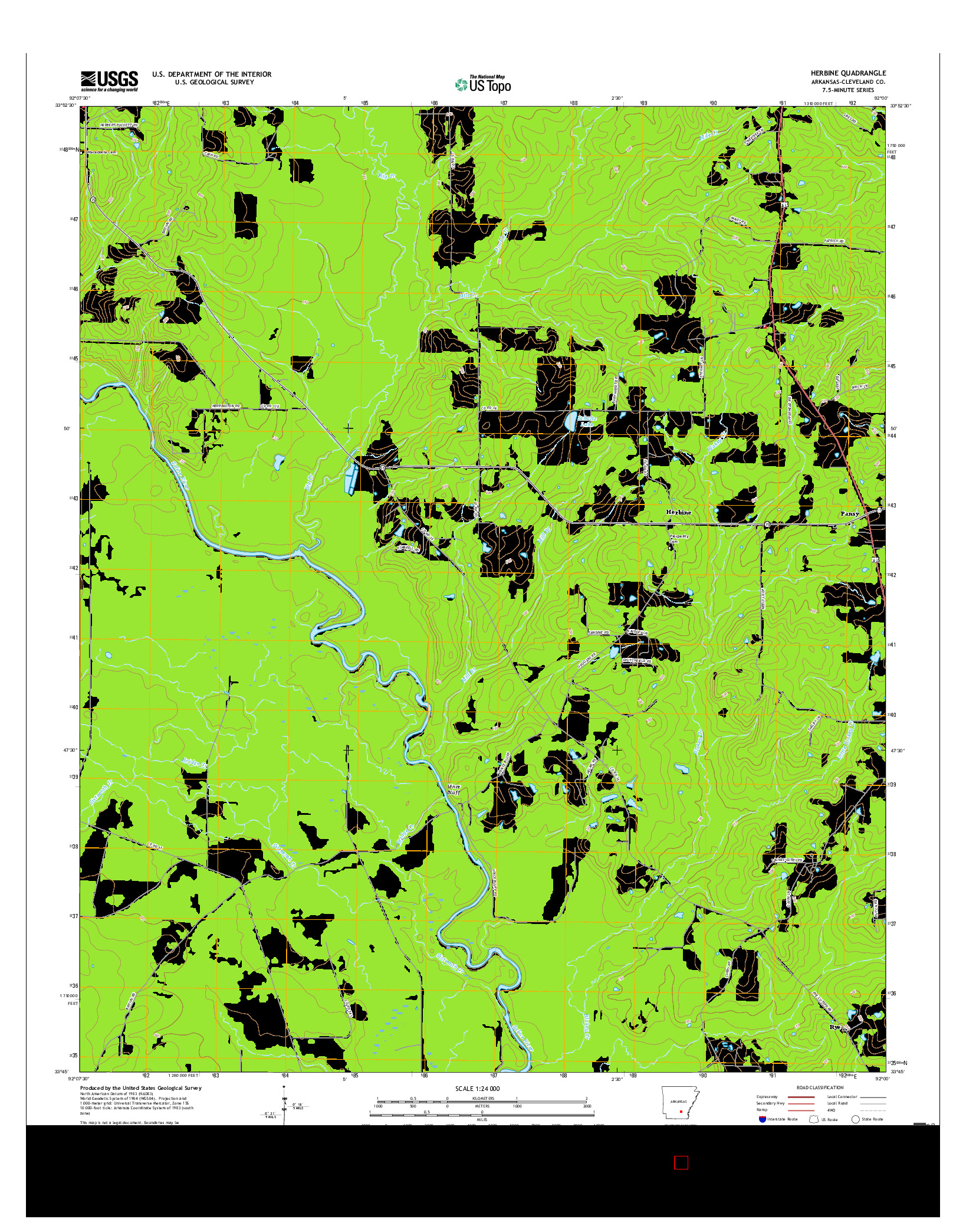 USGS US TOPO 7.5-MINUTE MAP FOR HERBINE, AR 2017