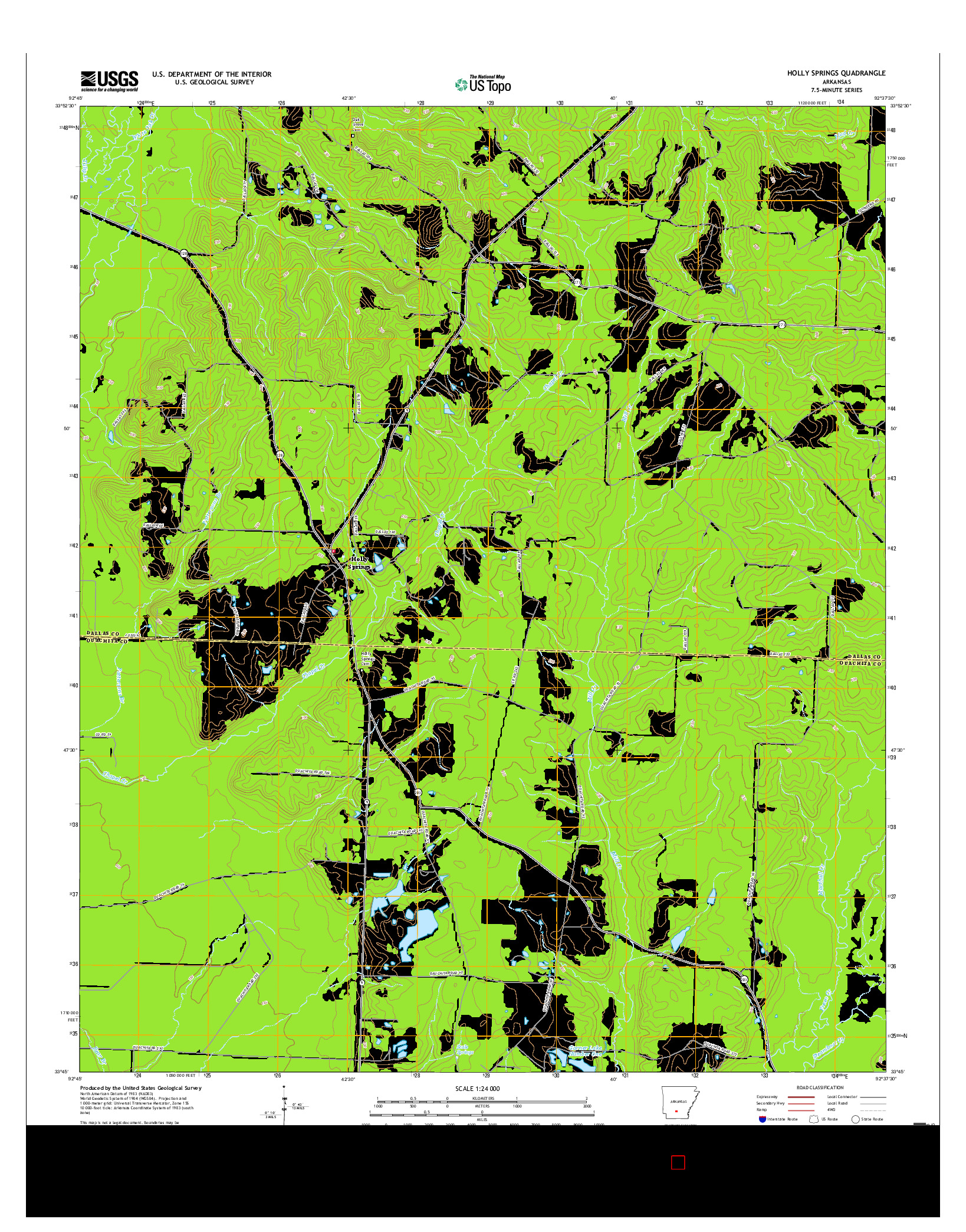 USGS US TOPO 7.5-MINUTE MAP FOR HOLLY SPRINGS, AR 2017