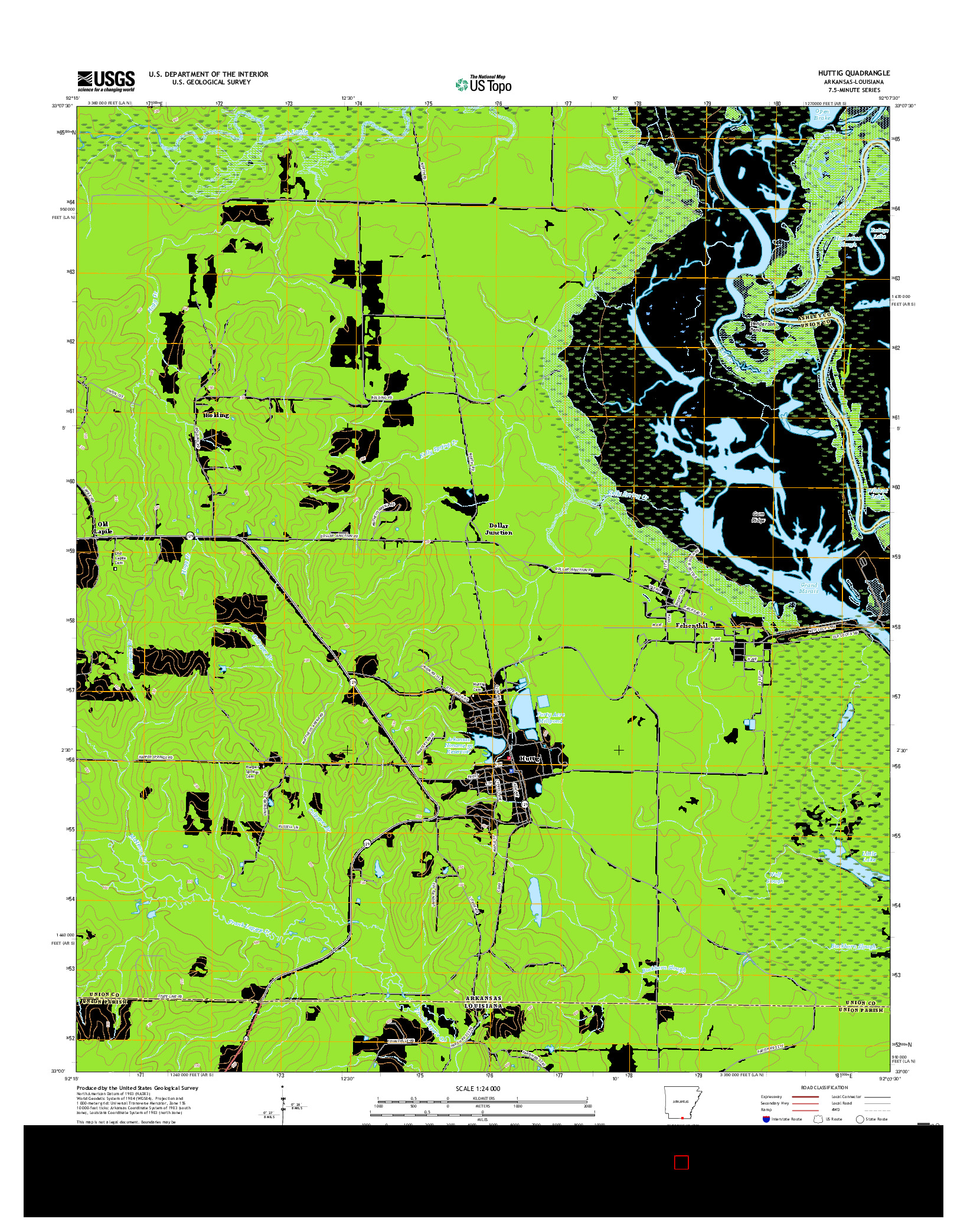 USGS US TOPO 7.5-MINUTE MAP FOR HUTTIG, AR-LA 2017