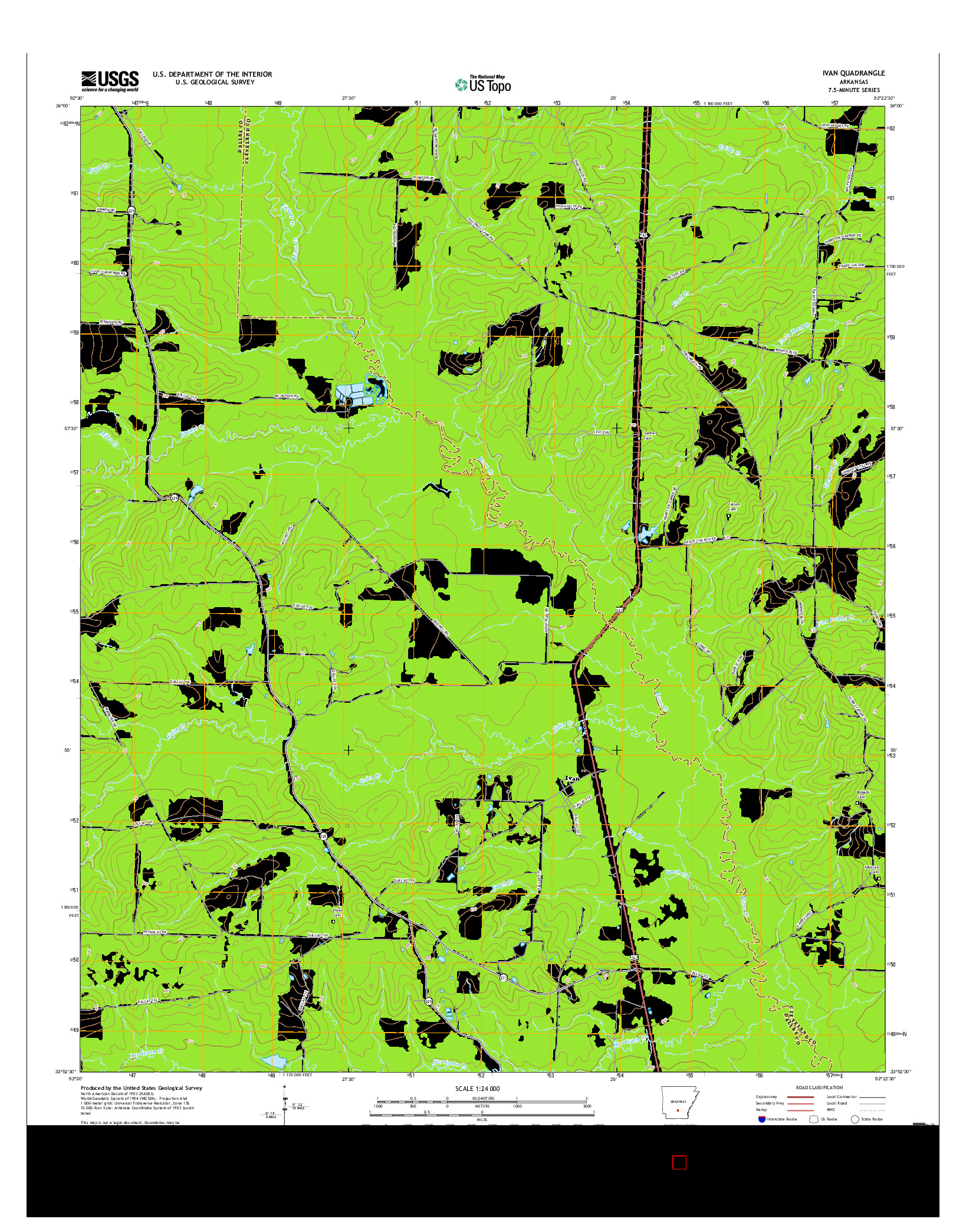 USGS US TOPO 7.5-MINUTE MAP FOR IVAN, AR 2017