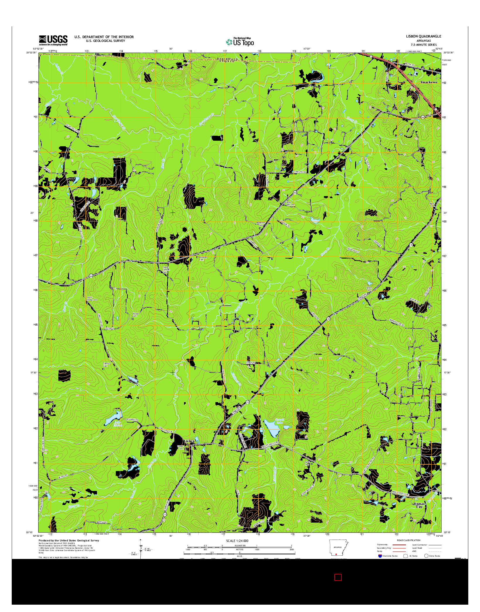 USGS US TOPO 7.5-MINUTE MAP FOR LISBON, AR 2017