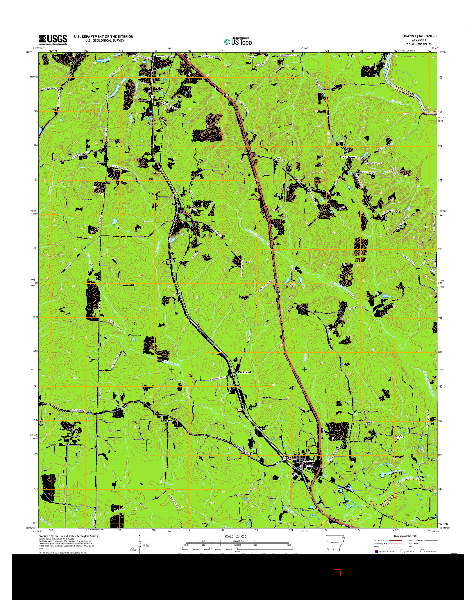 USGS US TOPO 7.5-MINUTE MAP FOR LOUANN, AR 2017