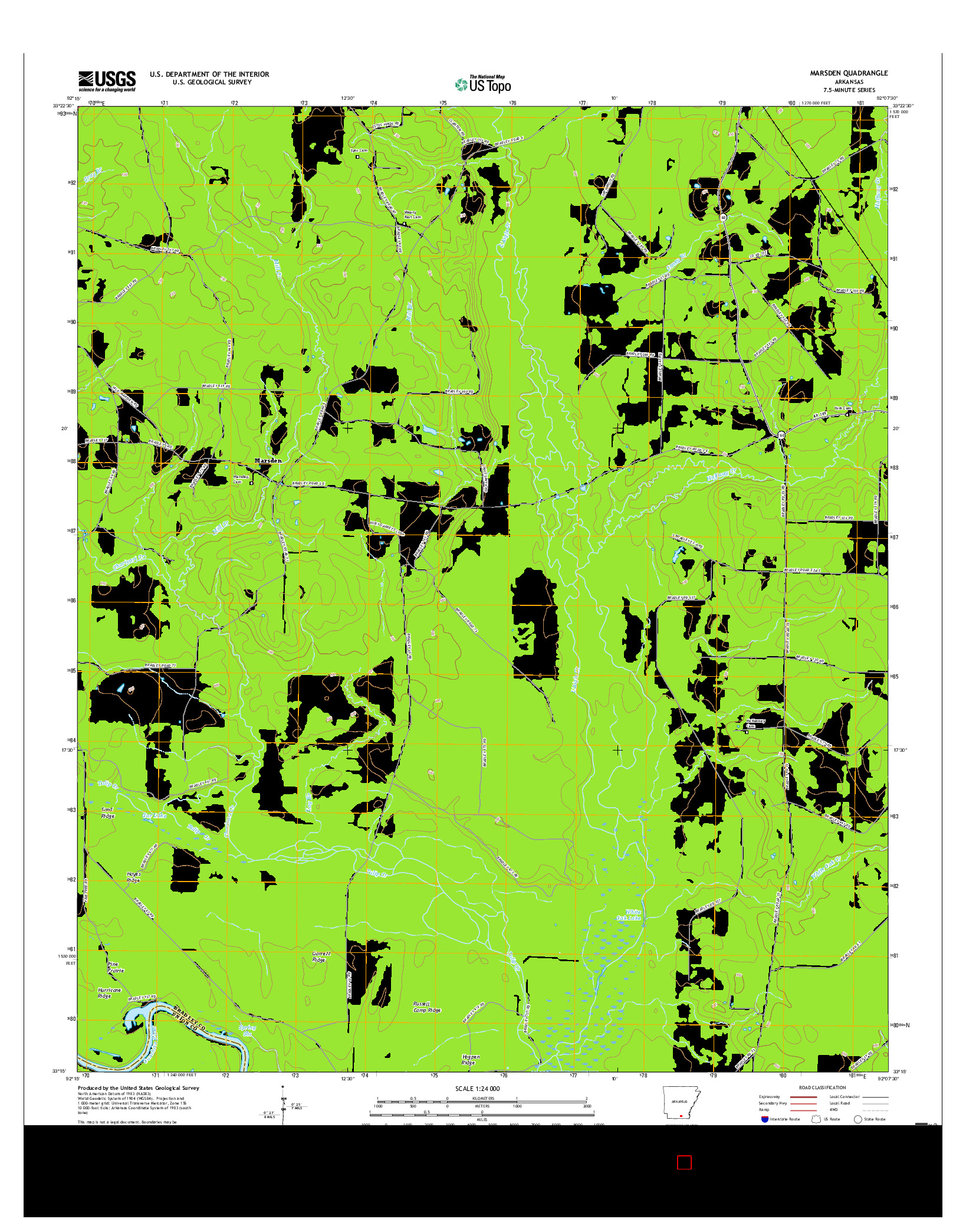 USGS US TOPO 7.5-MINUTE MAP FOR MARSDEN, AR 2017