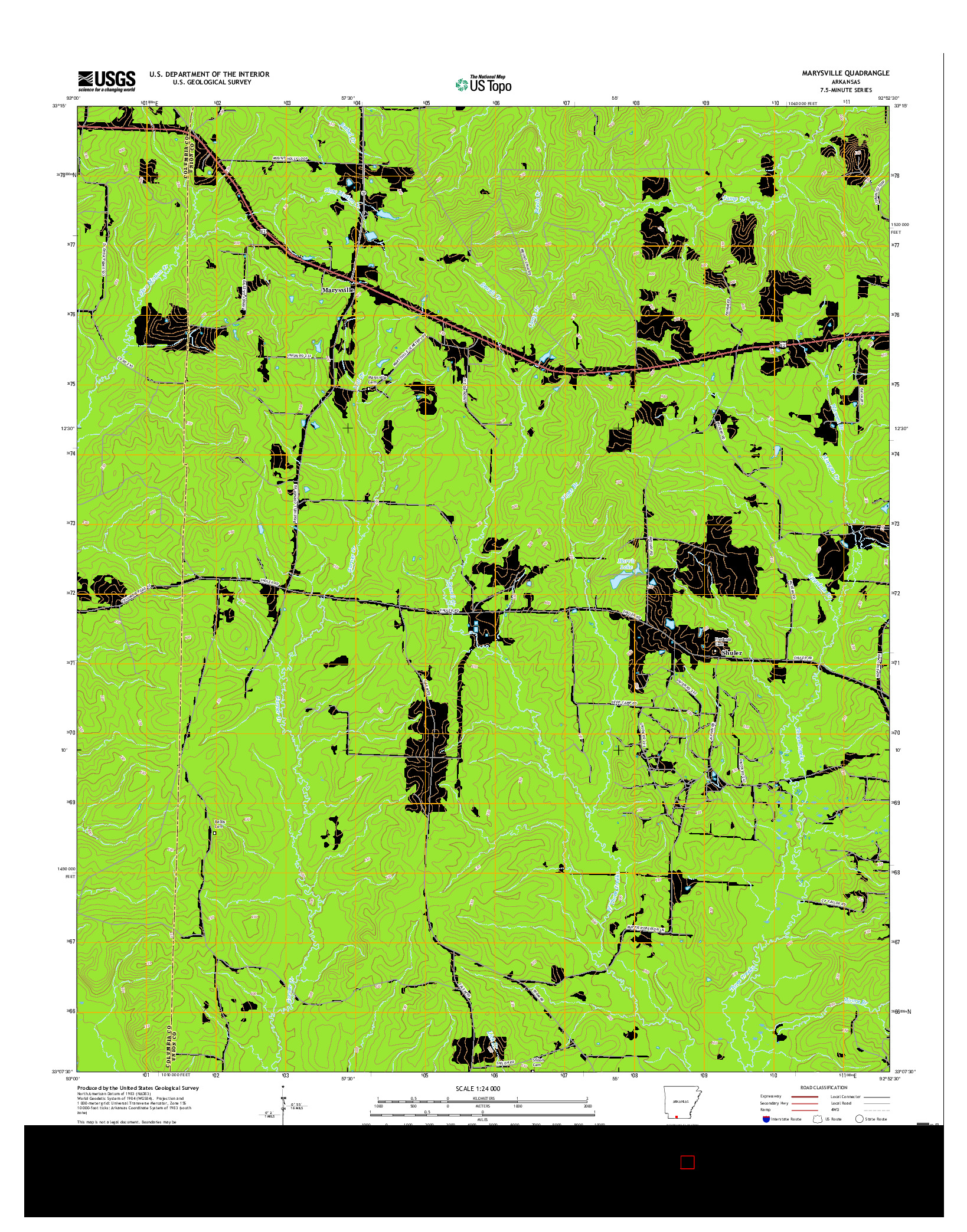 USGS US TOPO 7.5-MINUTE MAP FOR MARYSVILLE, AR 2017