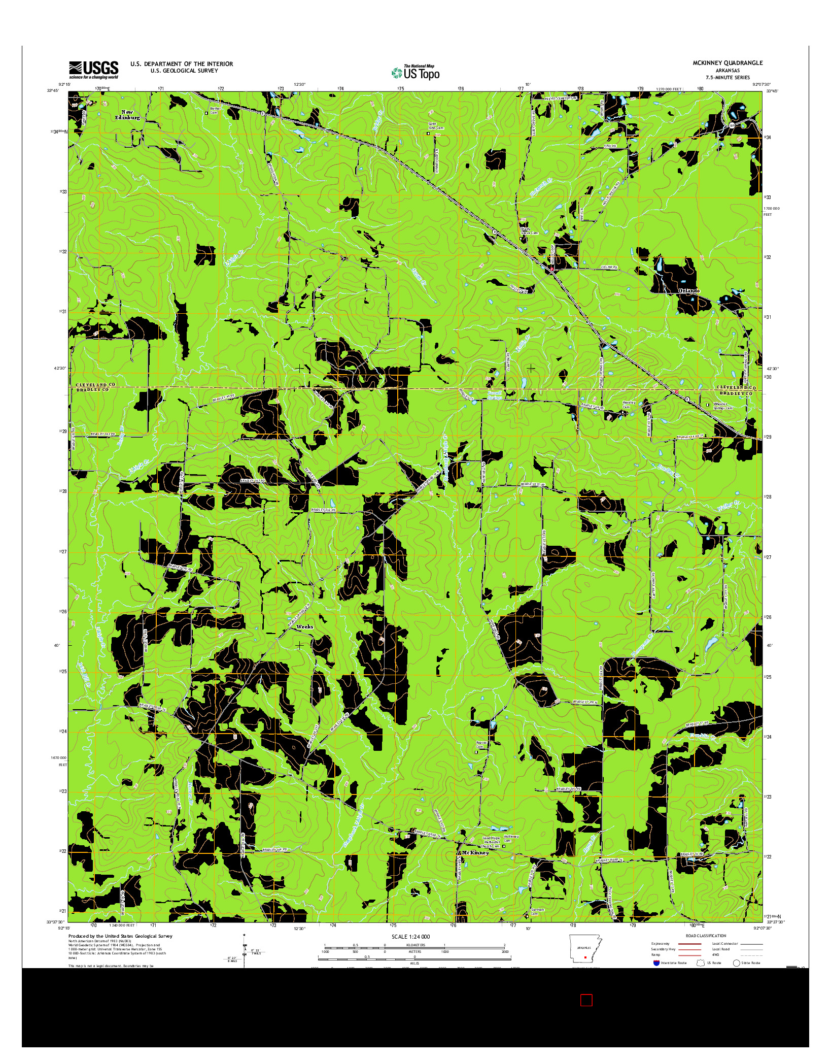 USGS US TOPO 7.5-MINUTE MAP FOR MCKINNEY, AR 2017