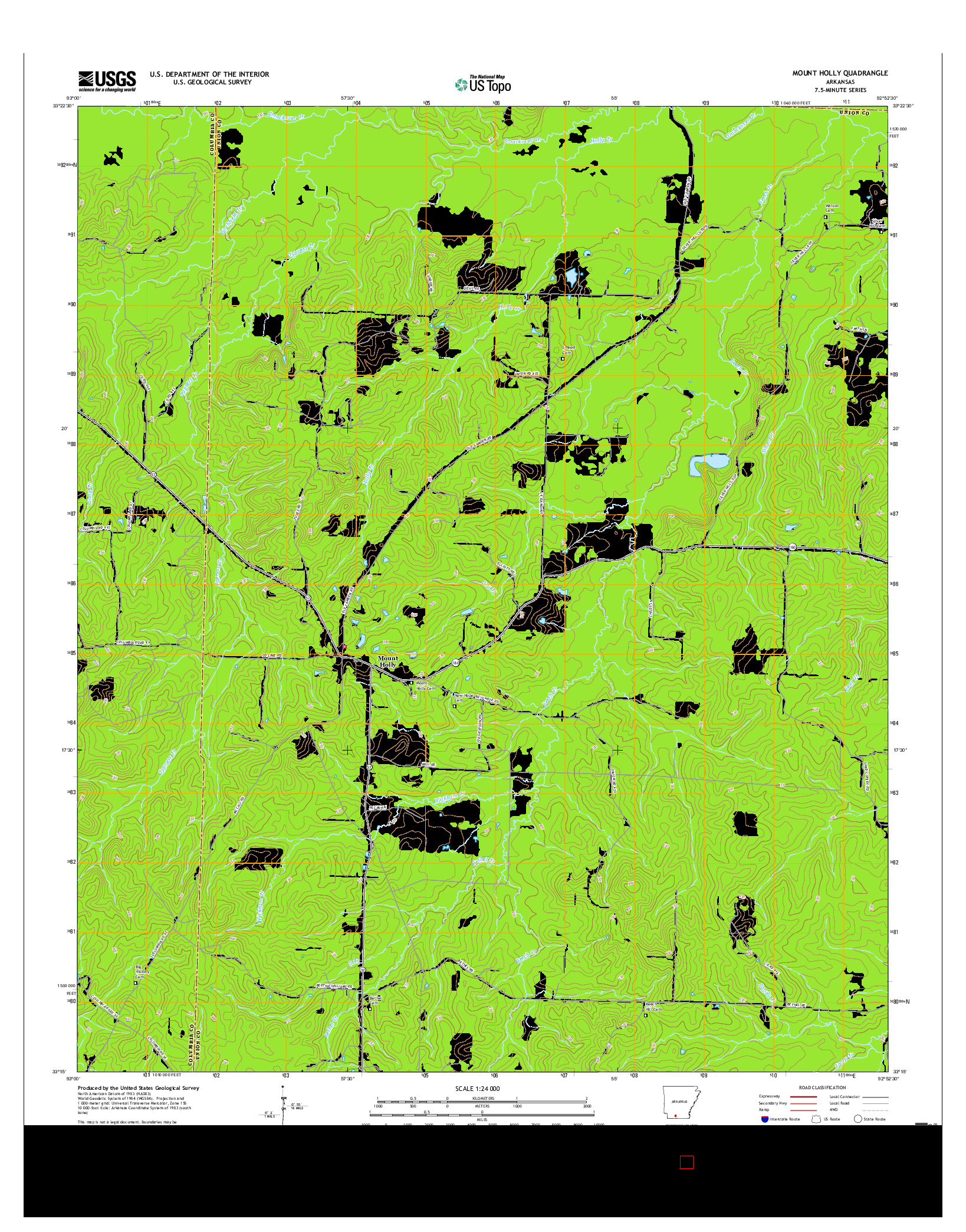 USGS US TOPO 7.5-MINUTE MAP FOR MOUNT HOLLY, AR 2017