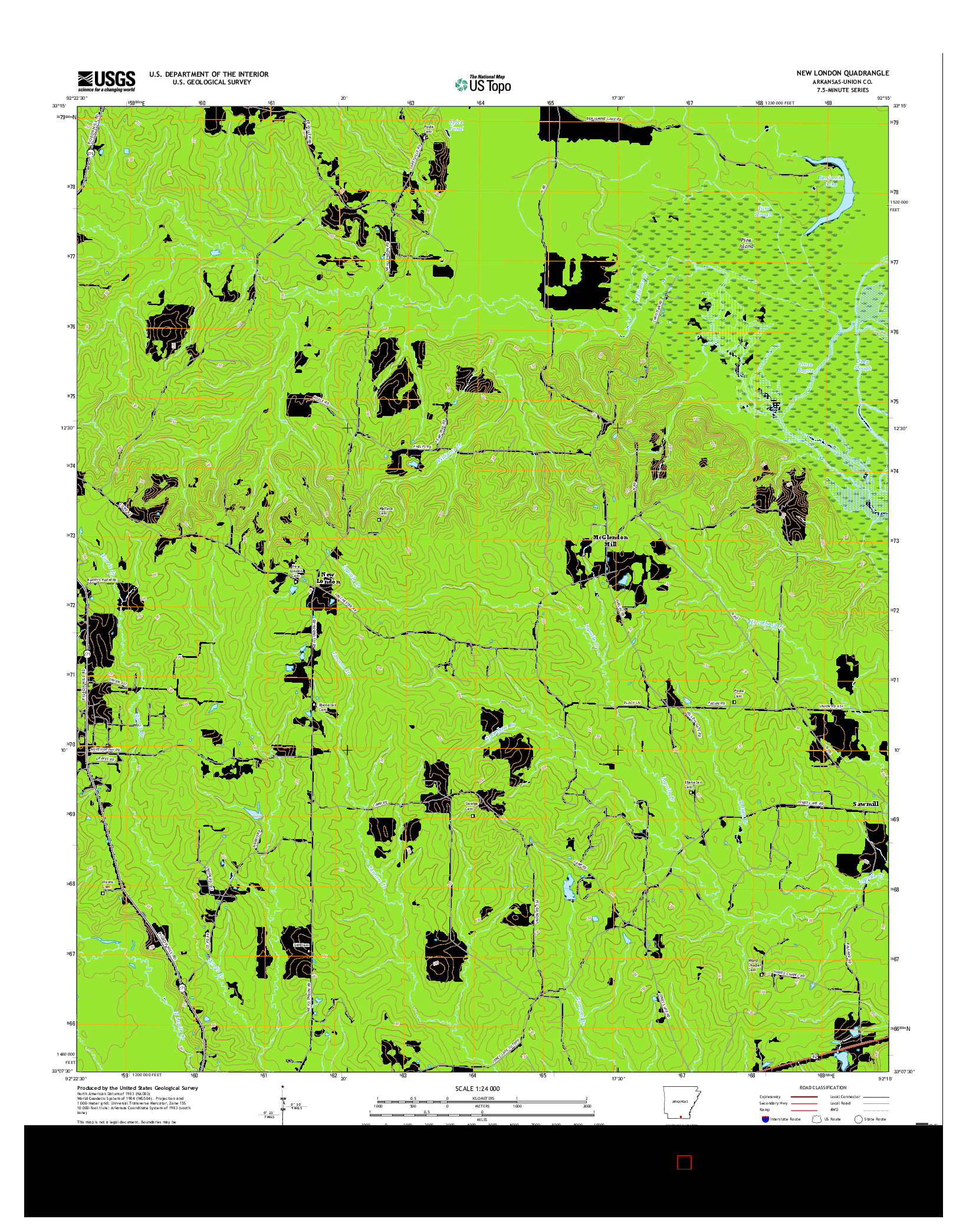 USGS US TOPO 7.5-MINUTE MAP FOR NEW LONDON, AR 2017