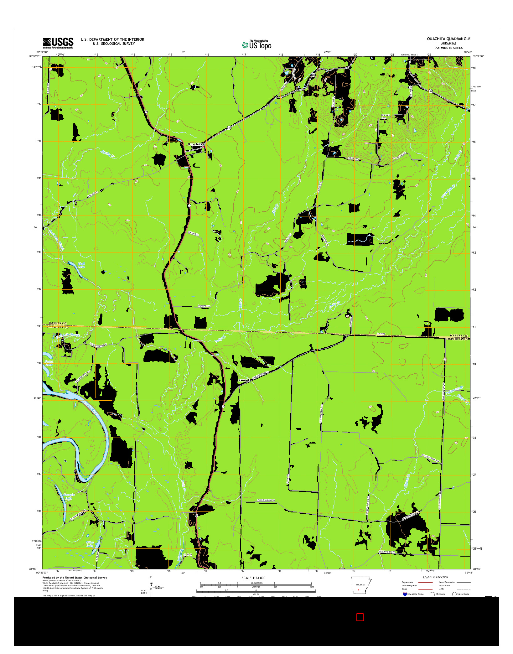USGS US TOPO 7.5-MINUTE MAP FOR OUACHITA, AR 2017