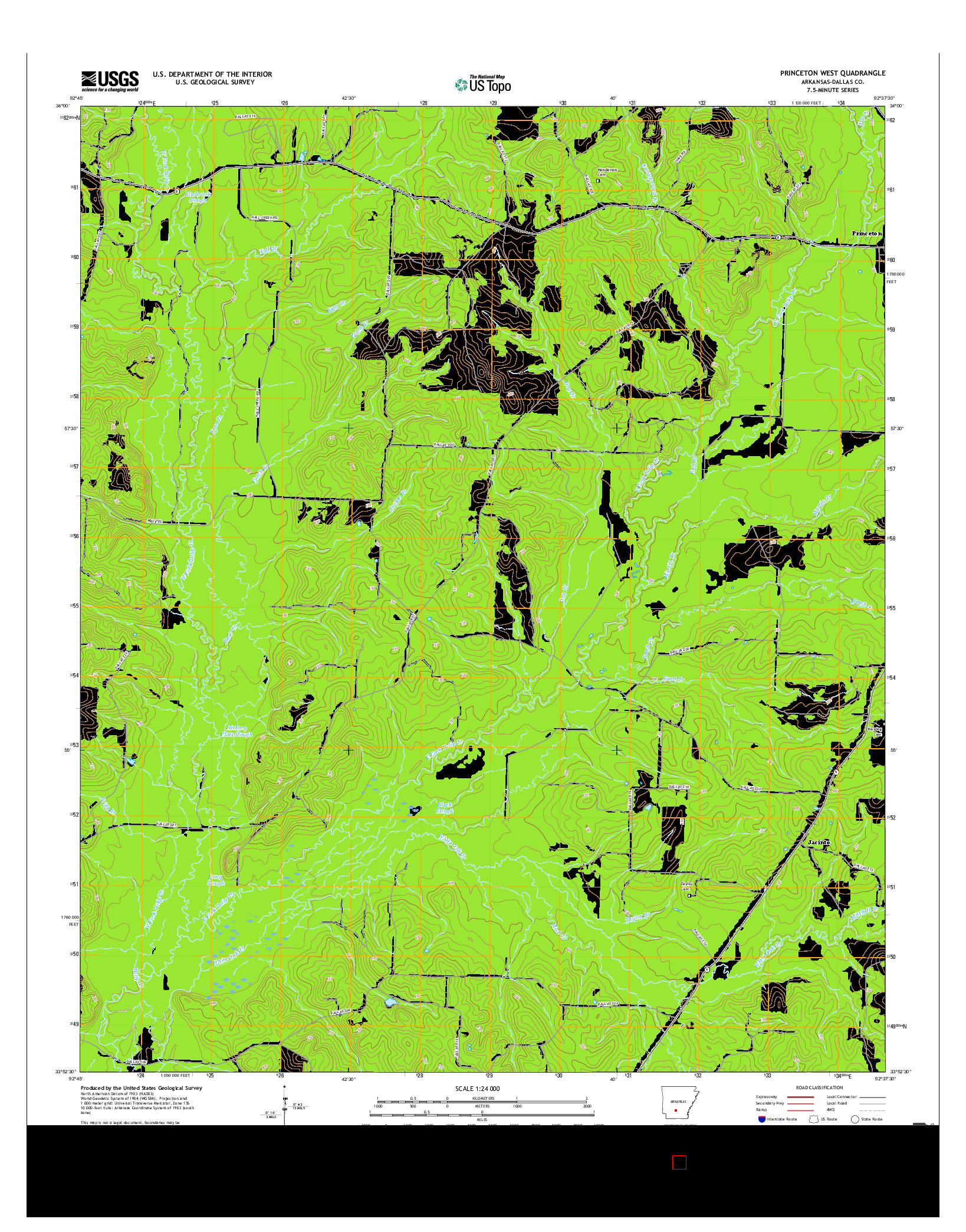 USGS US TOPO 7.5-MINUTE MAP FOR PRINCETON WEST, AR 2017