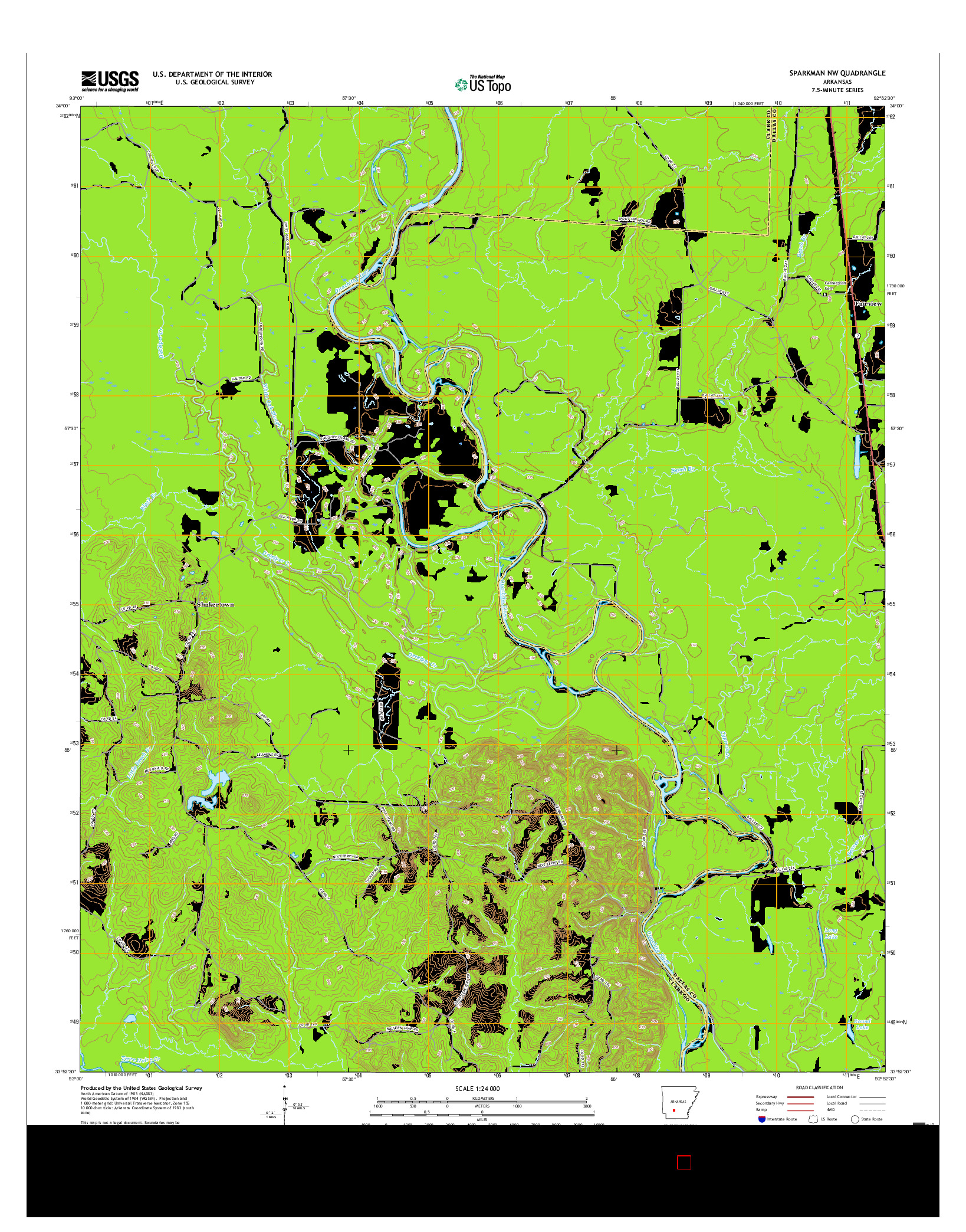 USGS US TOPO 7.5-MINUTE MAP FOR SPARKMAN NW, AR 2017